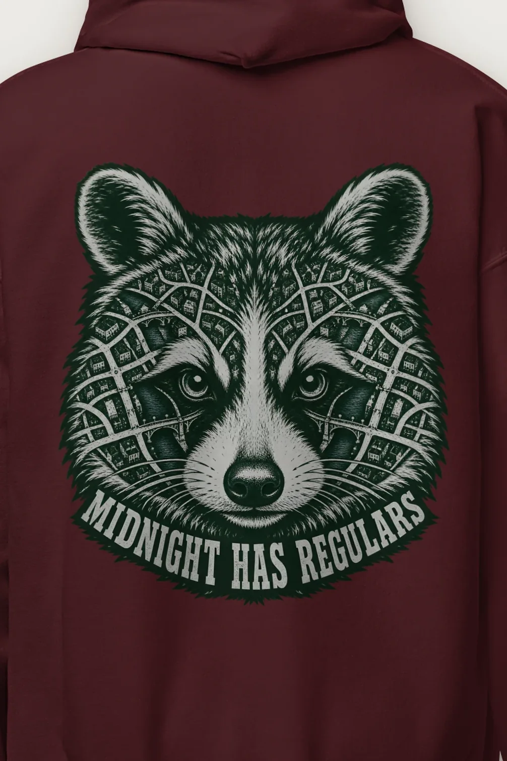 "Midnight Has Regulars" Heavy Blend Unisex Pullover Hoodie - the graphic up close
