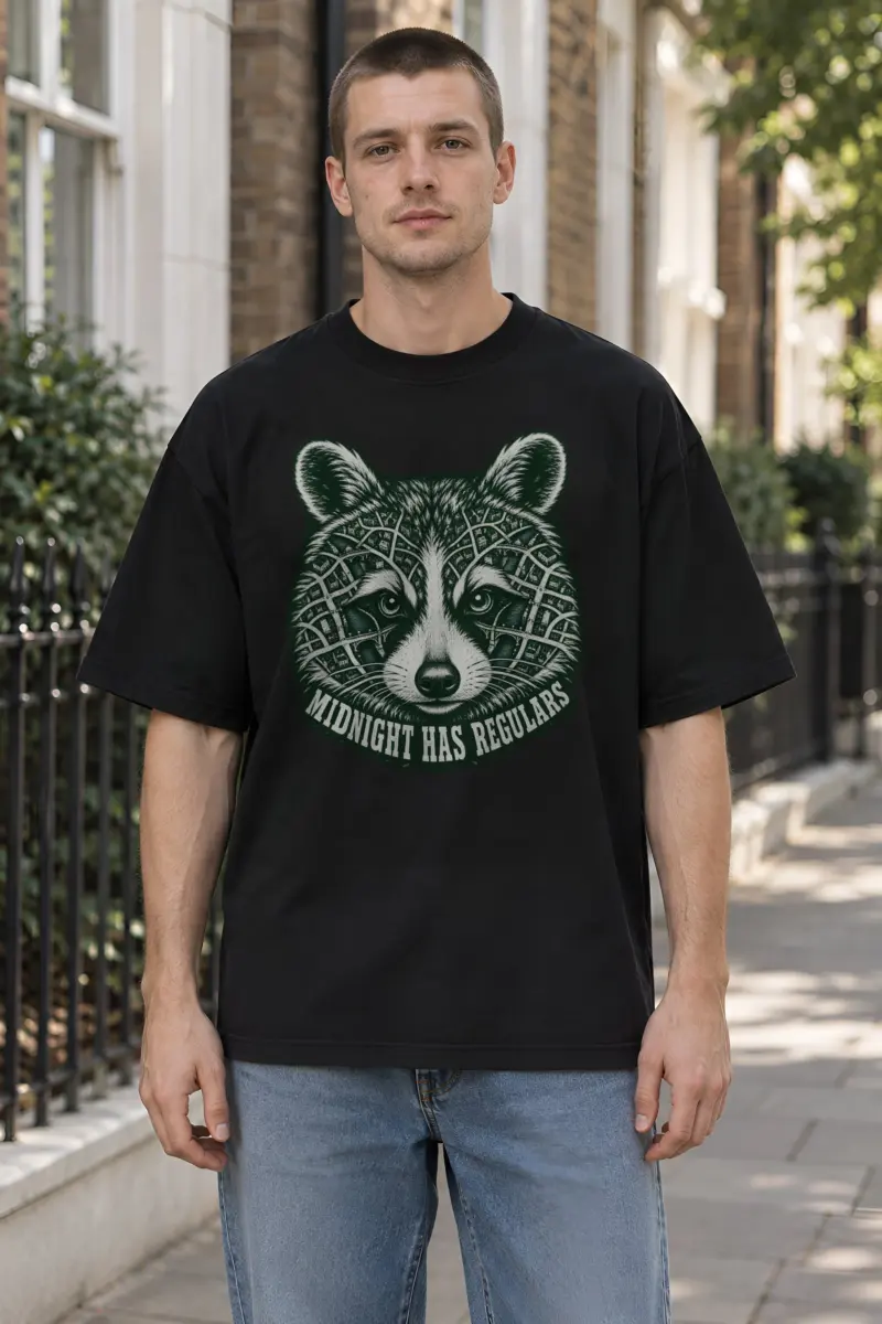 "Midnight Has Regulars" Unisex Oversized Heavyweight Crewneck T-Shirt