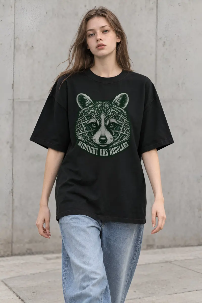 "Midnight Has Regulars" Unisex Oversized Heavyweight Crewneck T-Shirt
