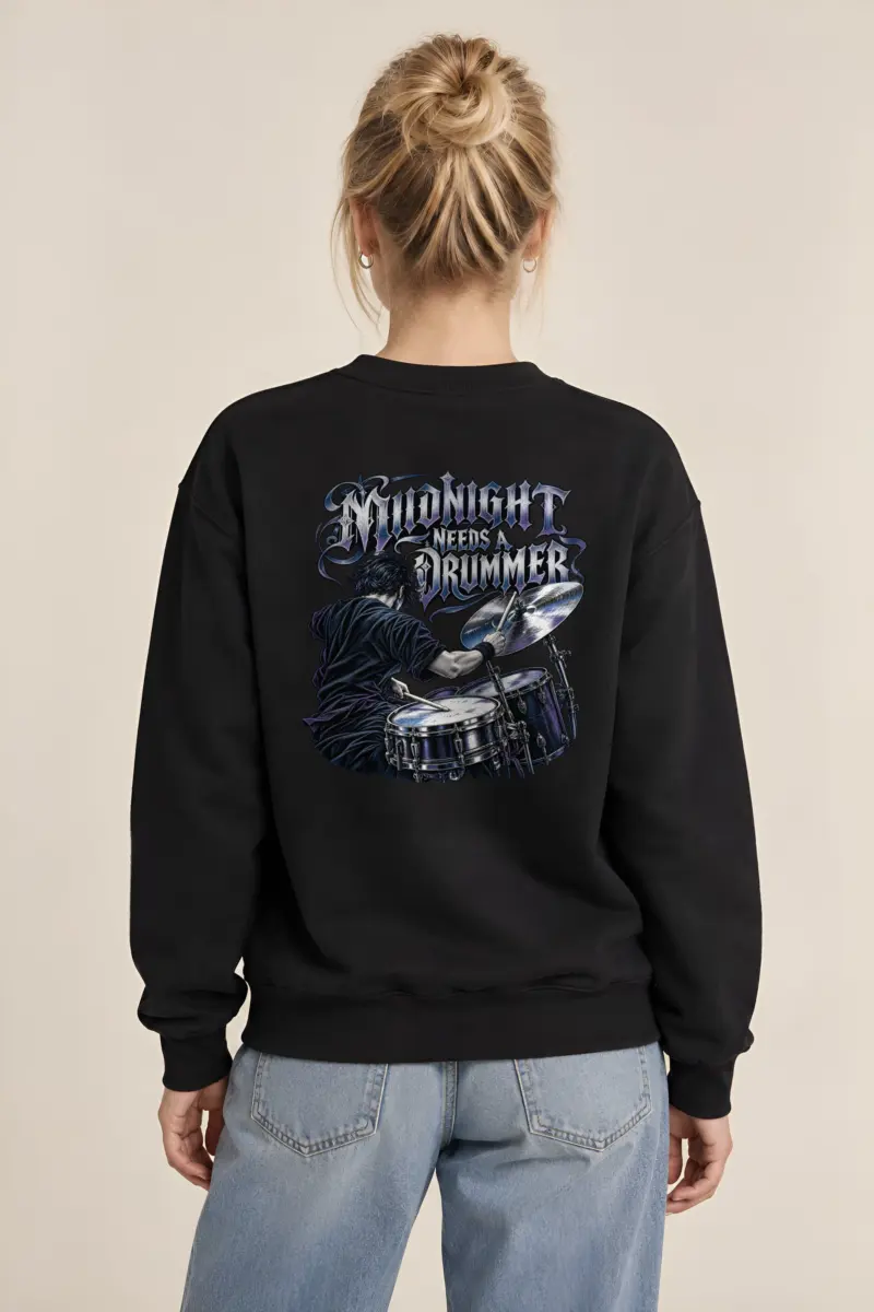 “Midnight Needs a Drummer” Heavy Blend Unisex Crewneck Sweatshirt