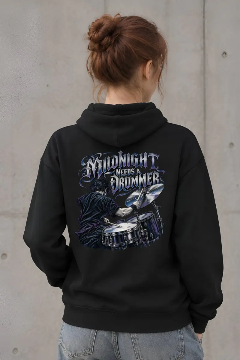 “Midnight Needs a Drummer” Heavy Blend Unisex Pullover Hoodie