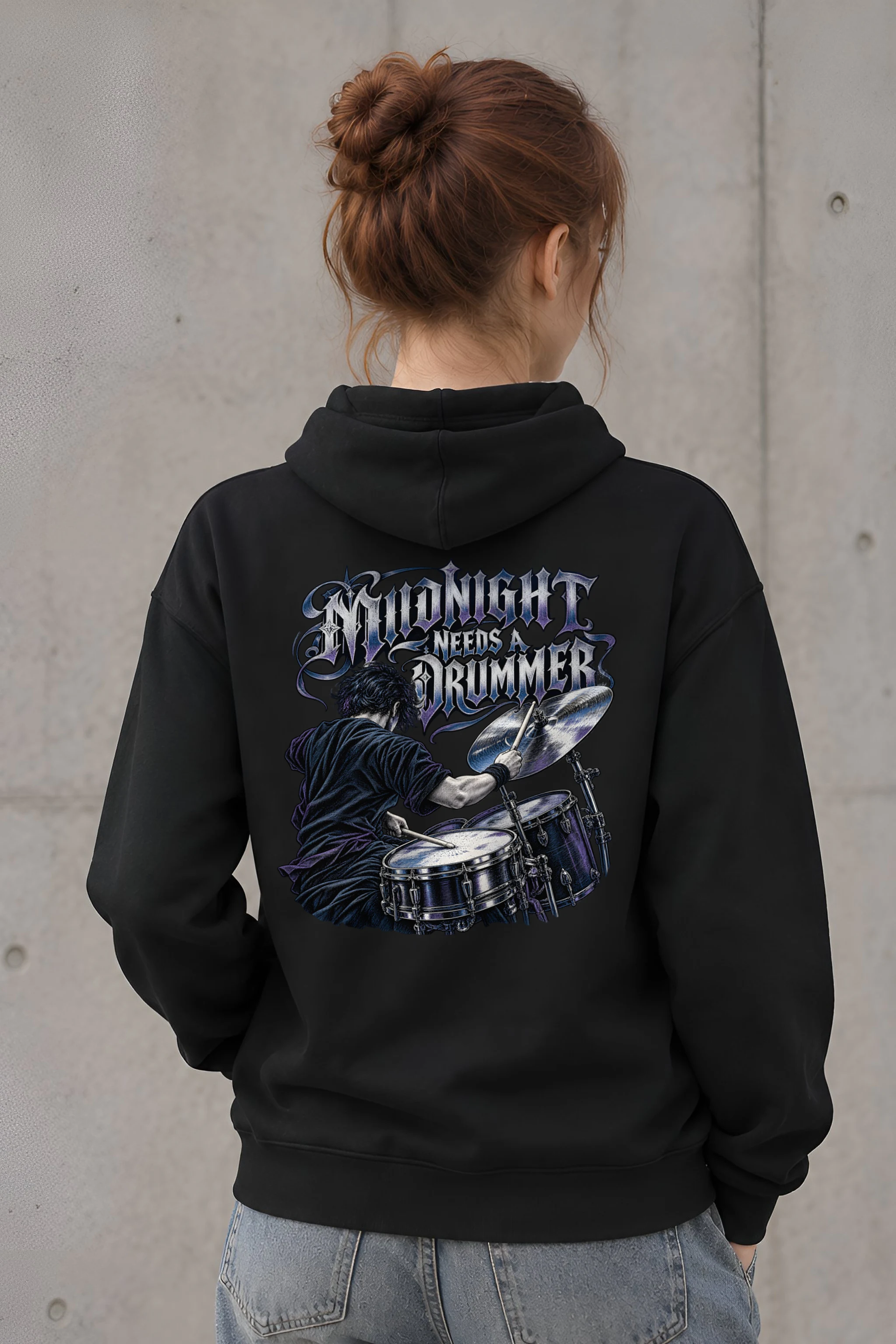 "Midnight Needs a Drummer" Heavy Blend Unisex Pullover Hoodie