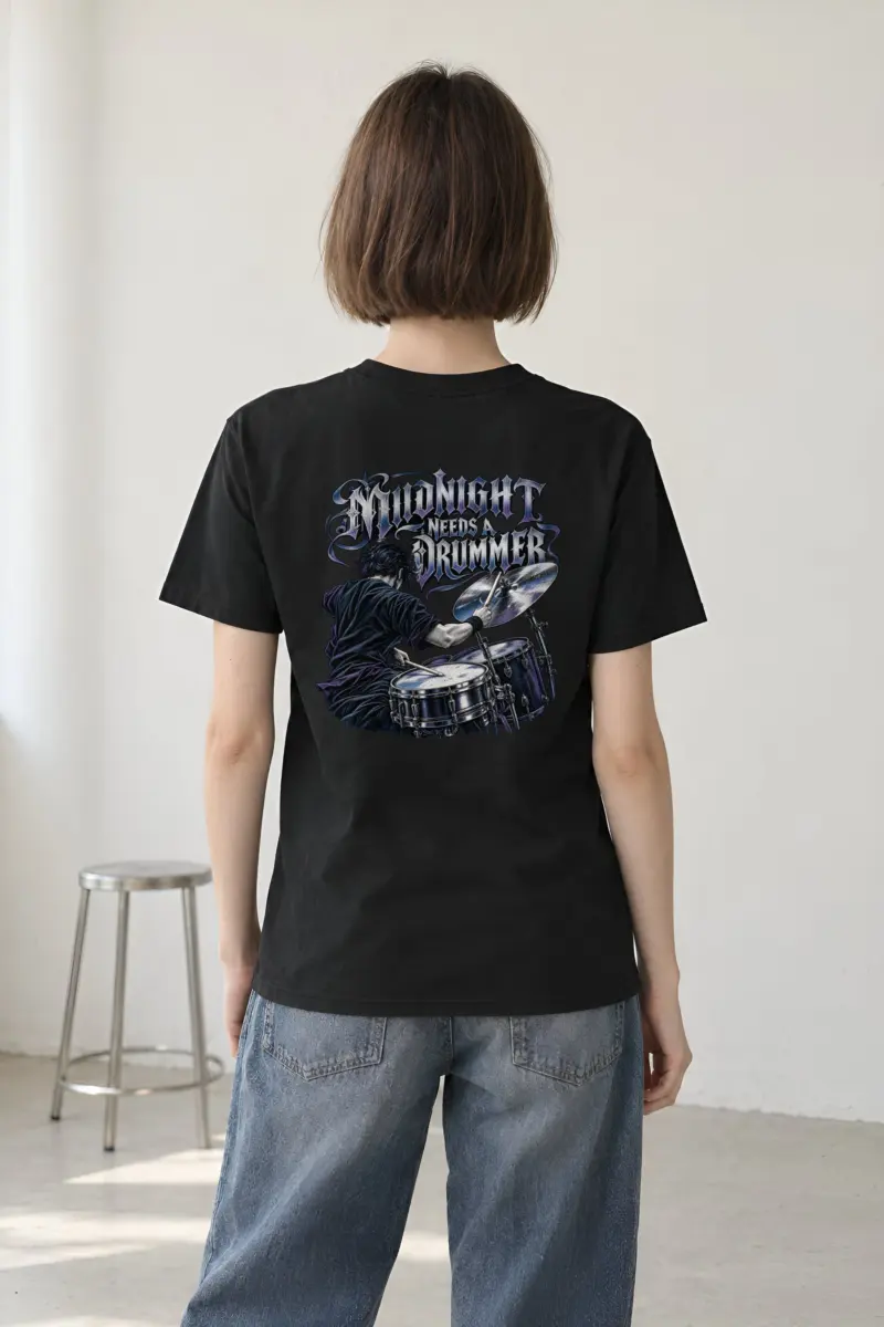 "Midnight Needs a Drummer" Heavyweight Unisex Crewneck T-shirt
