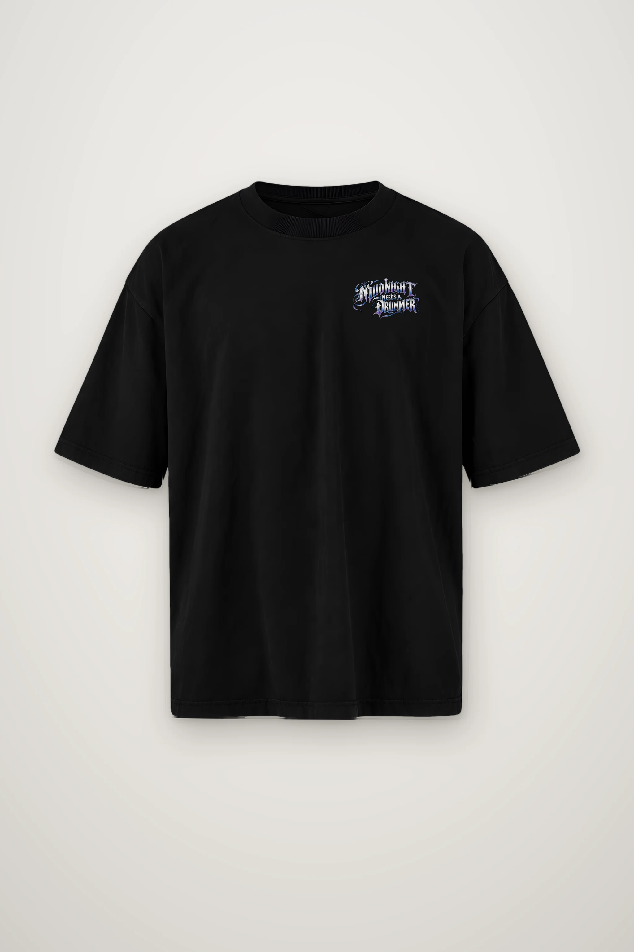 "Midnight Needs a Drummer" Men's Oversized Heavyweight Crewneck T-Shirt
