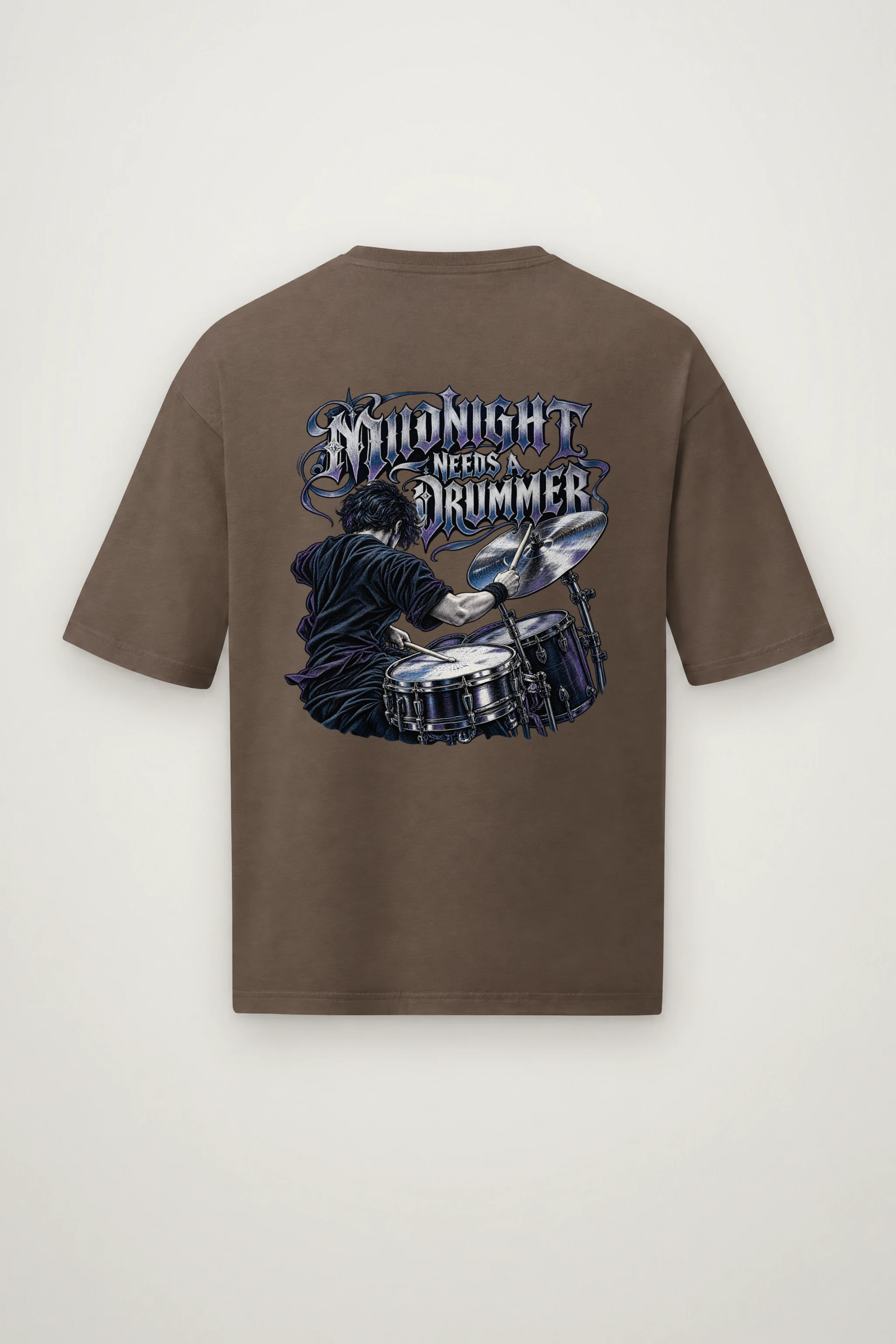 "Midnight Needs a Drummer" Men's Oversized Heavyweight Crewneck T-Shirt