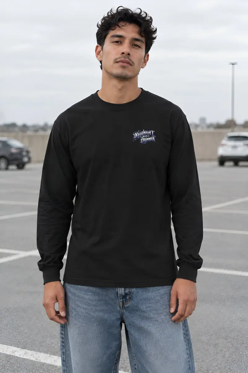 "Midnight Needs a Drummer" Unisex Longsleeve T-shirt