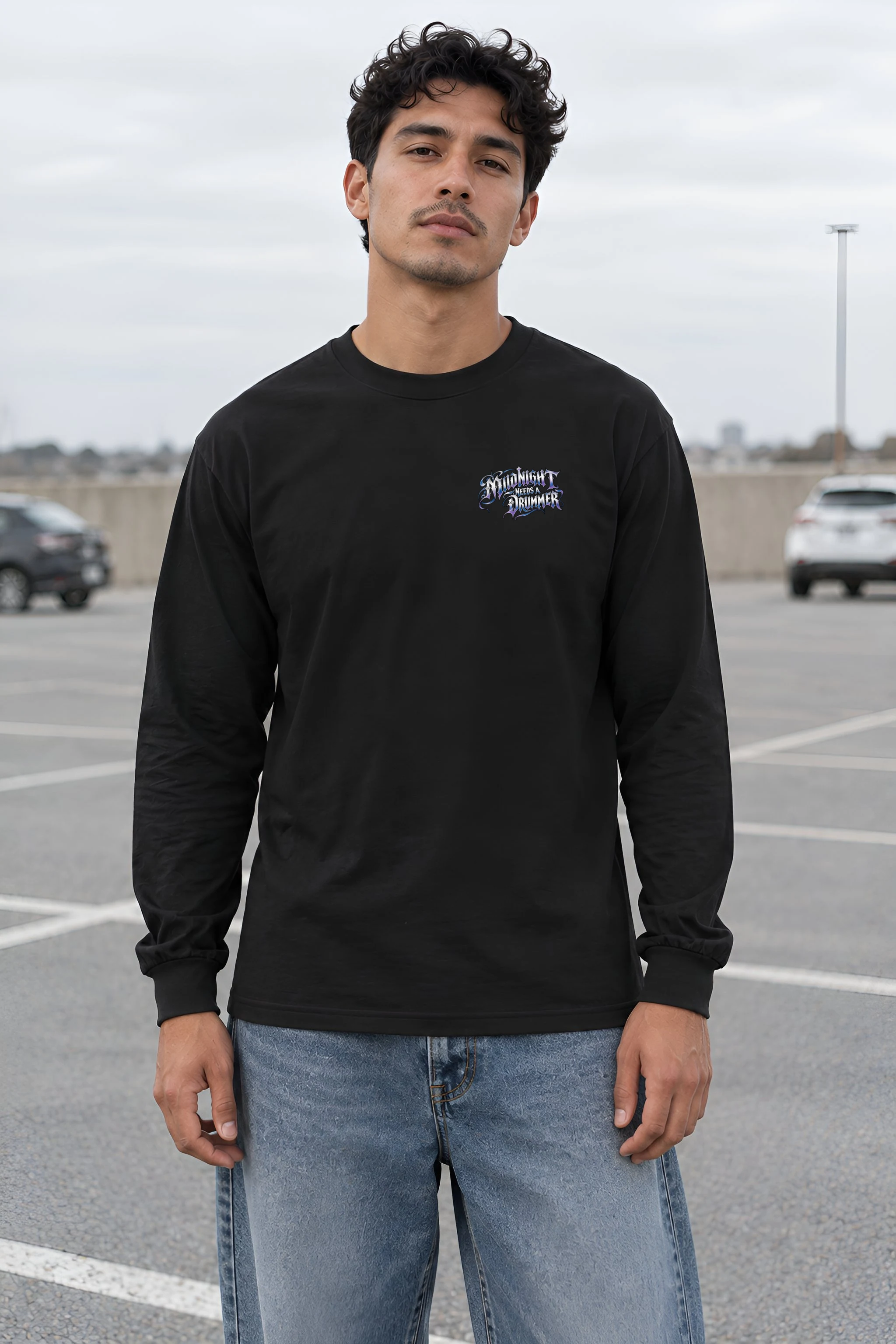 "Midnight Needs a Drummer" Unisex Longsleeve T-shirt