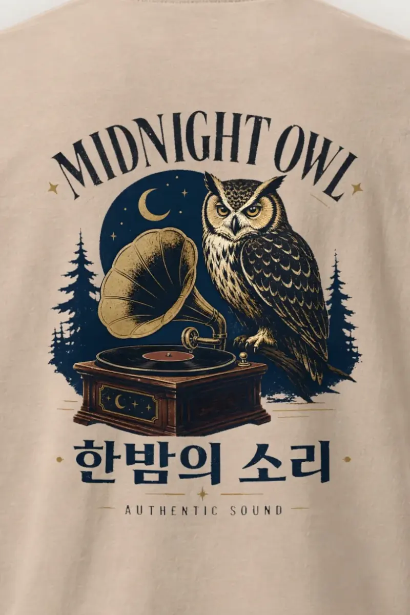 "Midnight Owl" Heavyweight Unisex Crewneck T-shirt