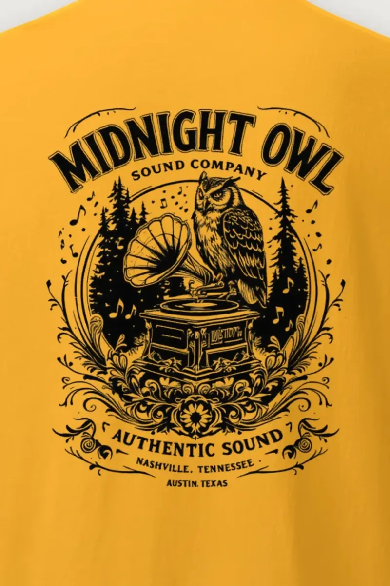 "Midnight Owl Sound" Heavyweight Unisex Crewneck T-shirt