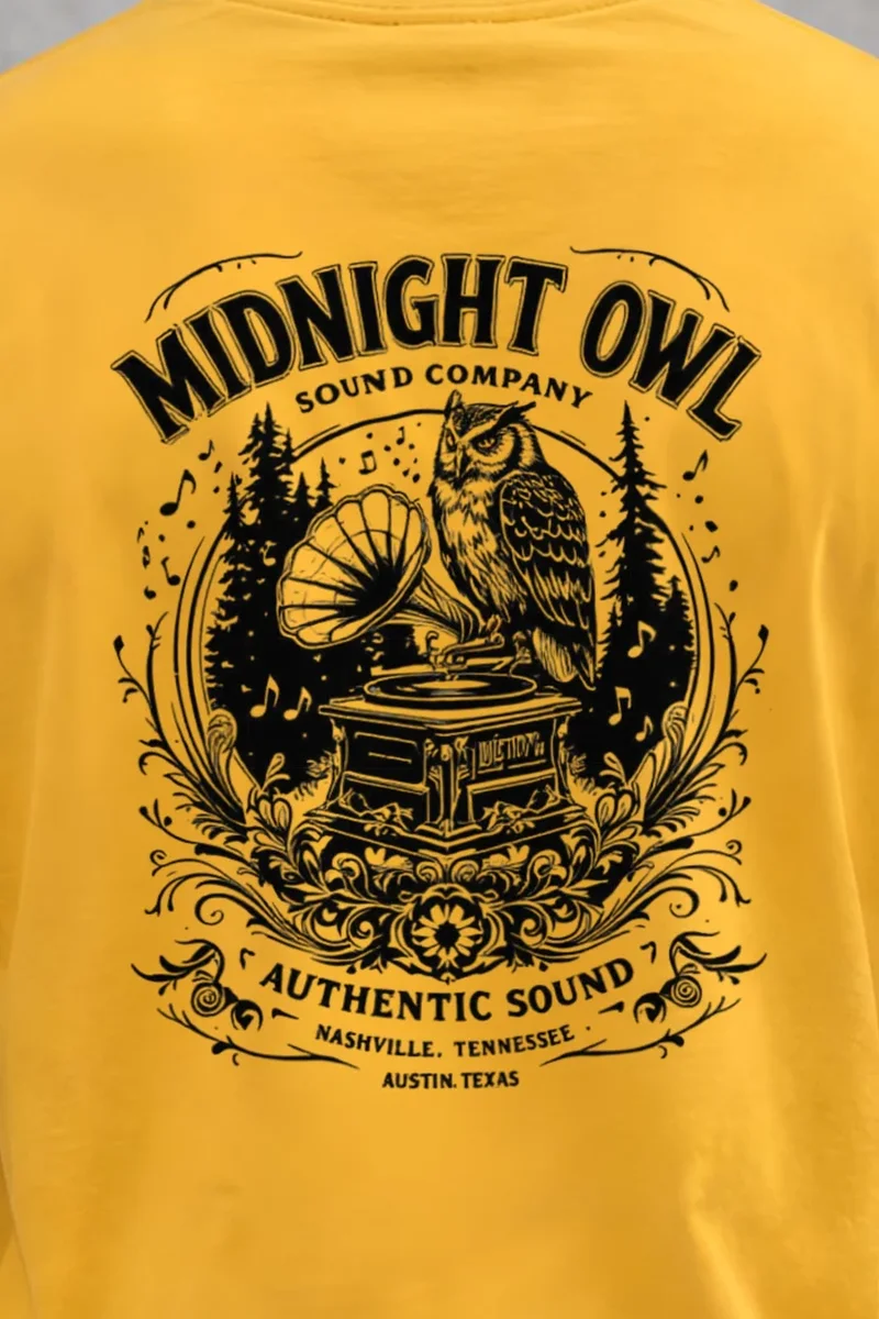 "Midnight Owl Sound" Heavyweight Unisex Crewneck T-shirt