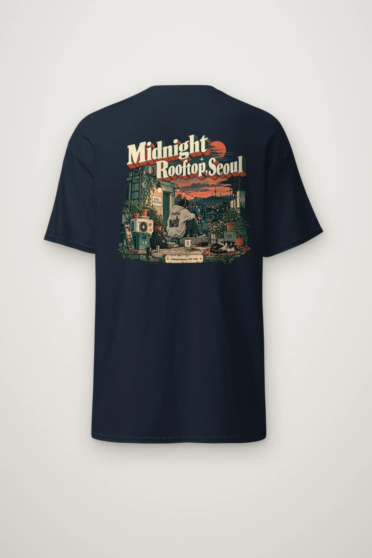 "Midnight Rooftop, Seoul" Heavyweight Unisex Crewneck T-shirt