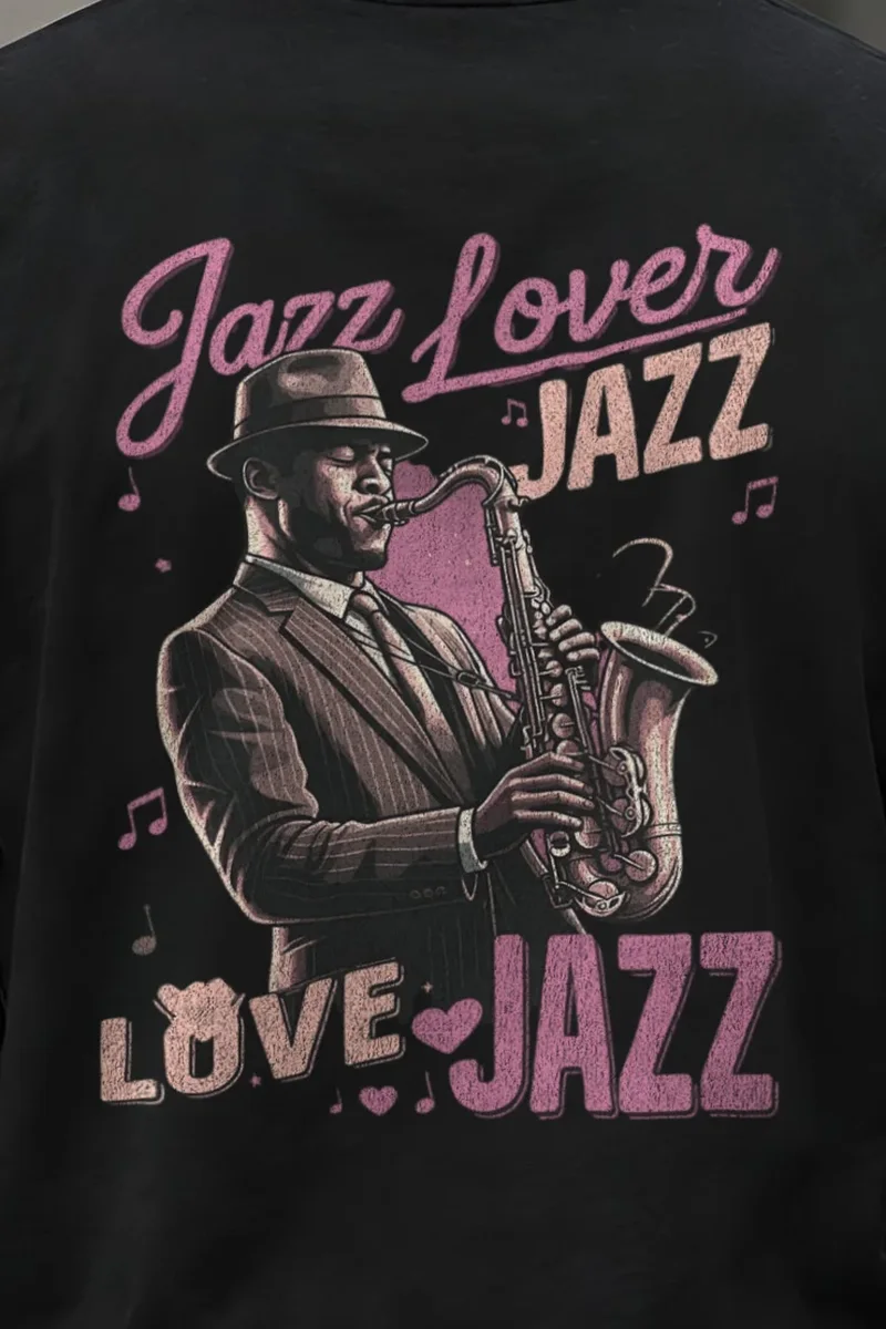 "Midnight Sax Session" Unisex Longsleeve T-shirt - the graphic up close