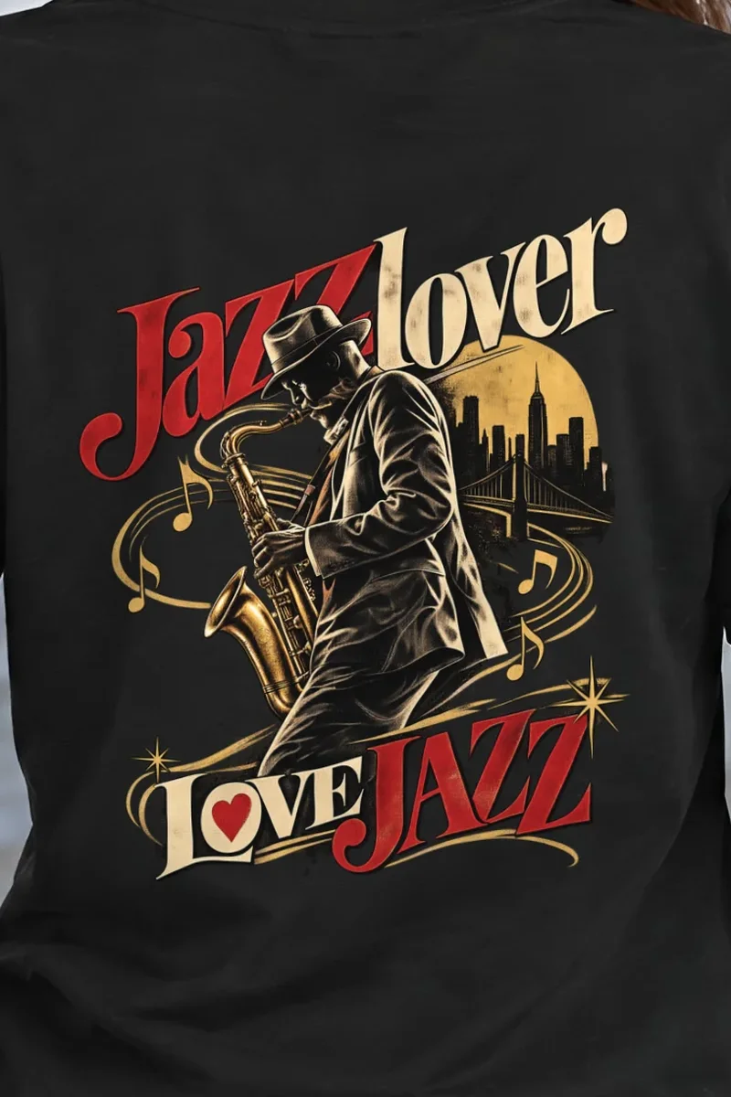 "Midnight Saxophone" Heavyweight Unisex Crewneck T-shirt