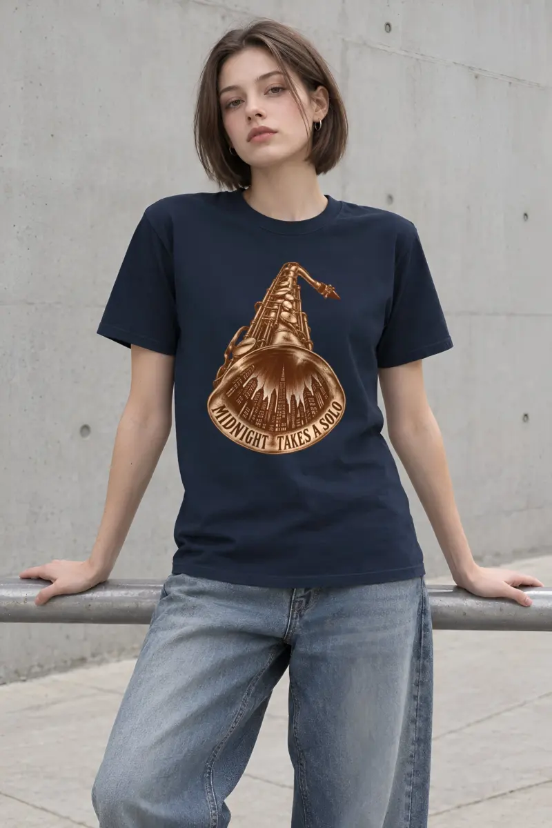 “Midnight Takes a Solo” Heavyweight Unisex Crewneck T-shirt