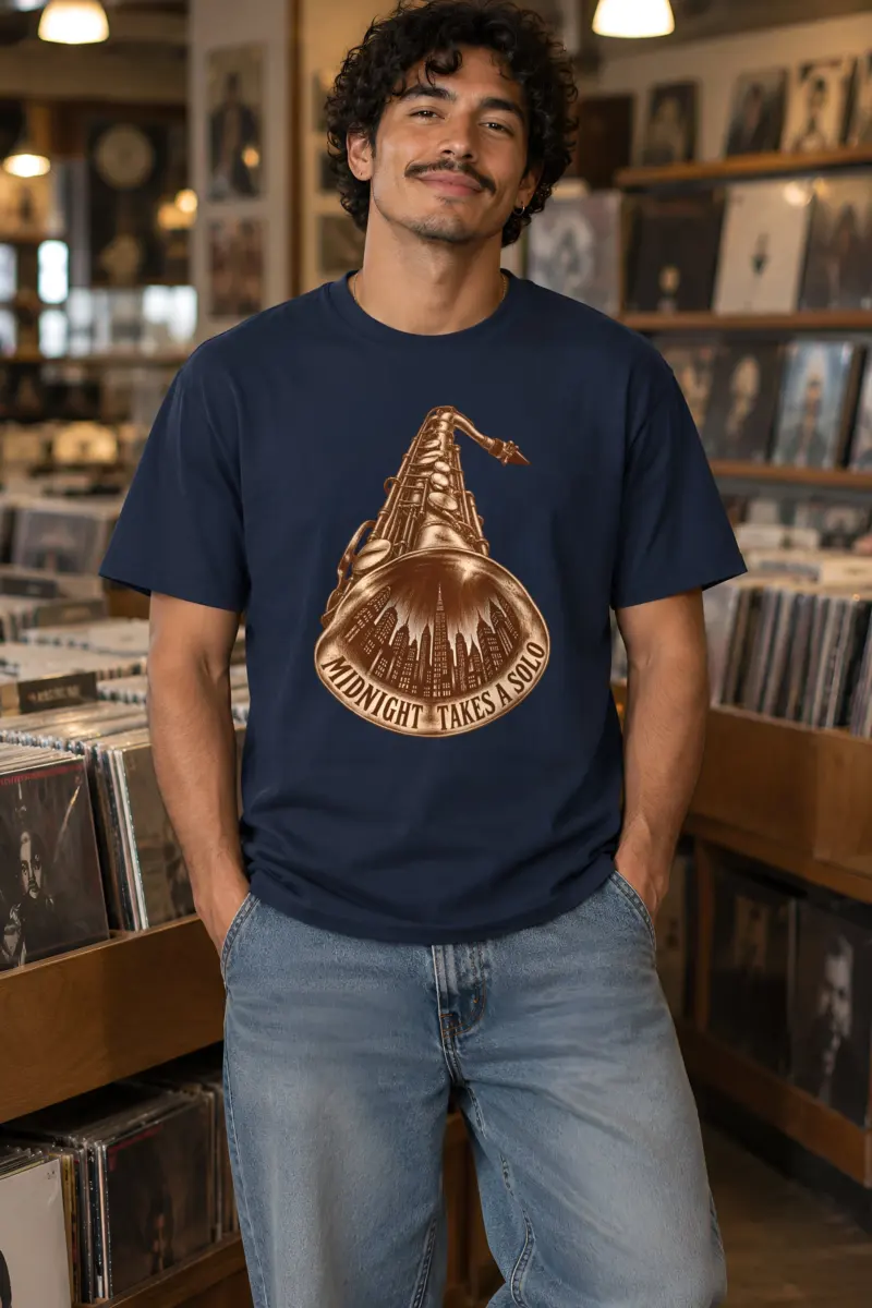 "Midnight Takes a Solo" Heavyweight Unisex Crewneck T-shirt