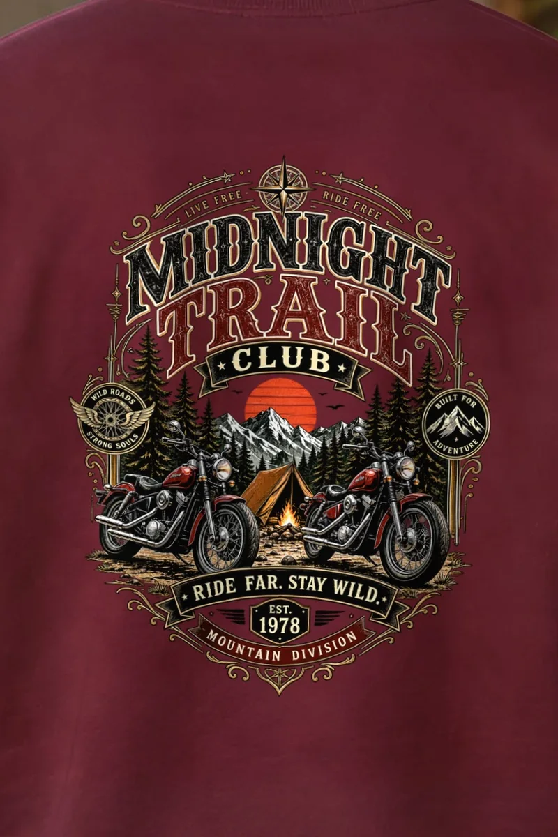 "Midnight Trail Club" 1 Crewneck Sweatshirt - the graphic up close