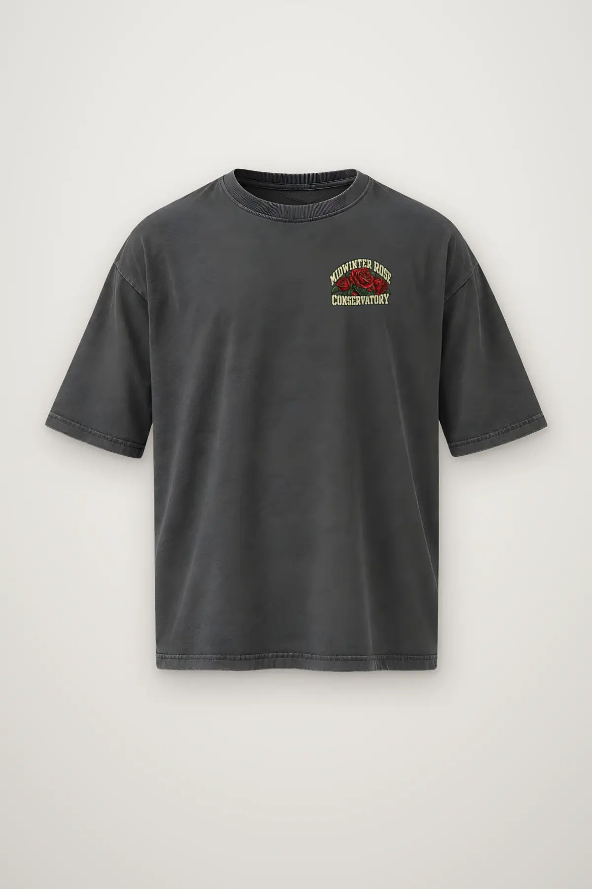 "Midwinter Rose Conservatory" Men's Oversized Heavyweight Crewneck T-Shirt