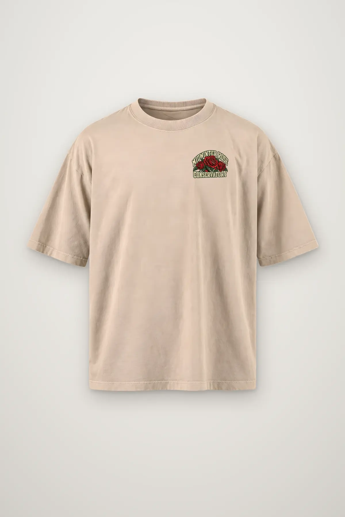 "Midwinter Rose Conservatory" Men's Oversized Heavyweight Crewneck T-Shirt