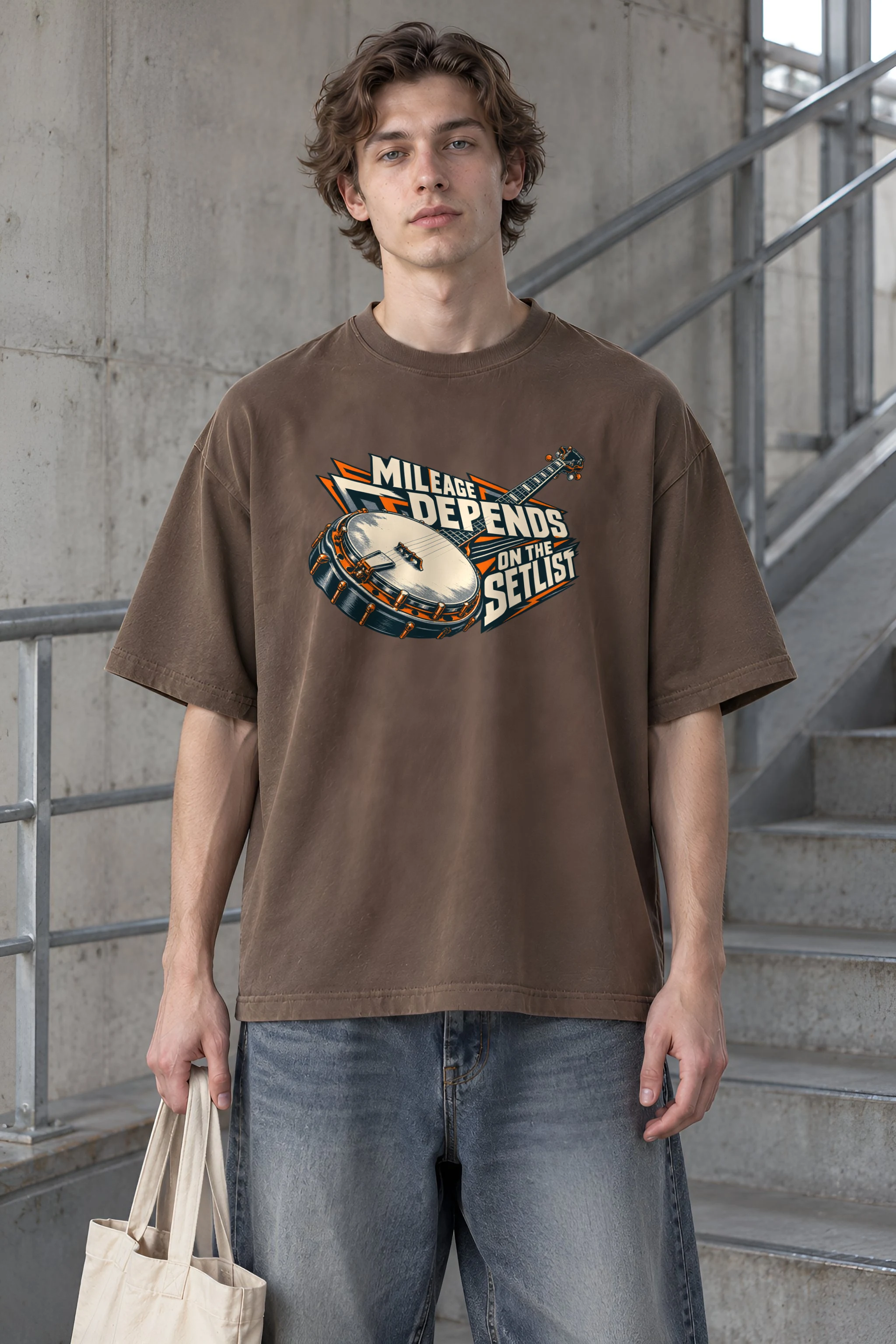 "Mileage Depends on the Setlist" Men's Oversized Heavyweight Crewneck T-Shirt