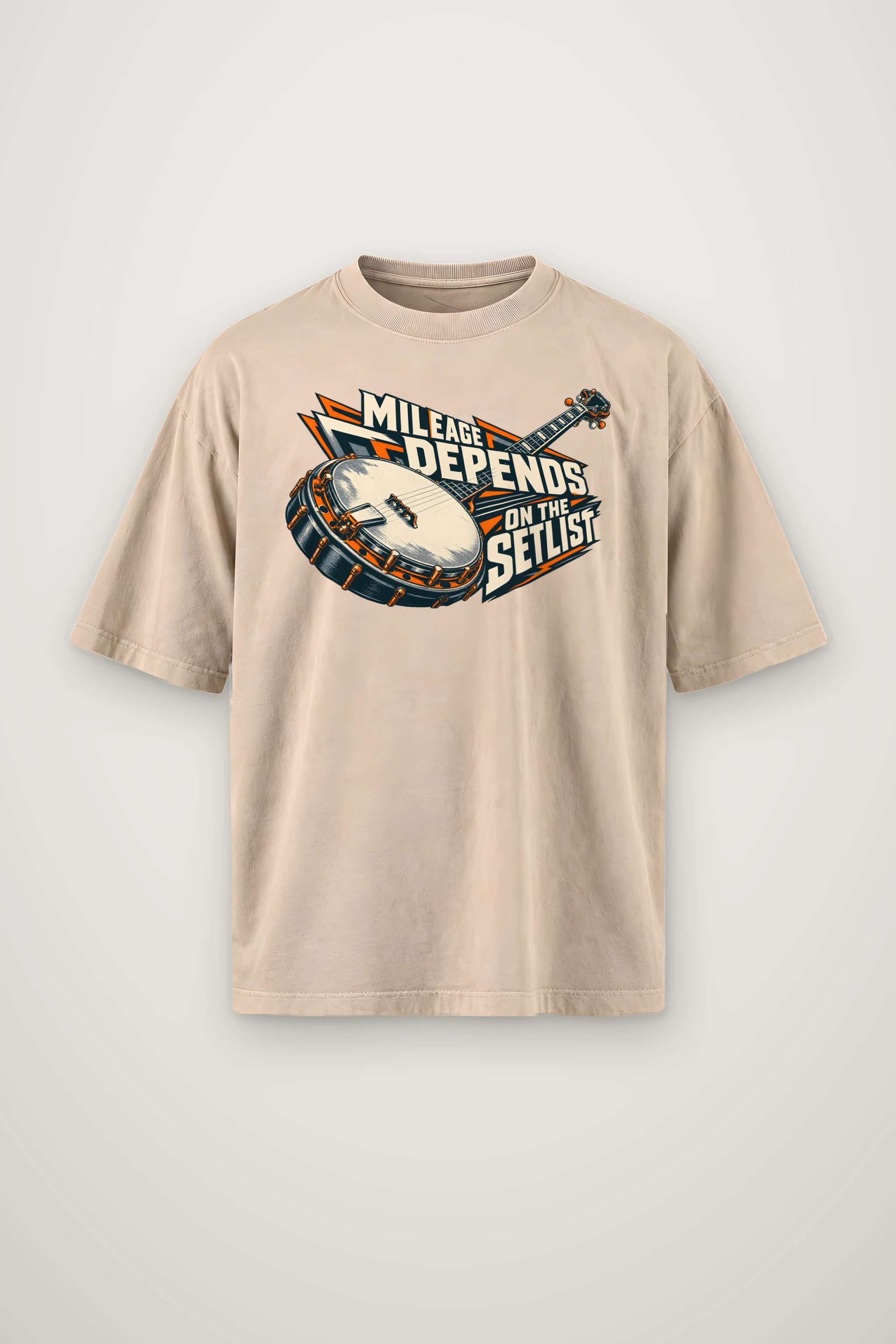 "Mileage Depends on the Setlist" Men's Oversized Heavyweight Crewneck T-Shirt