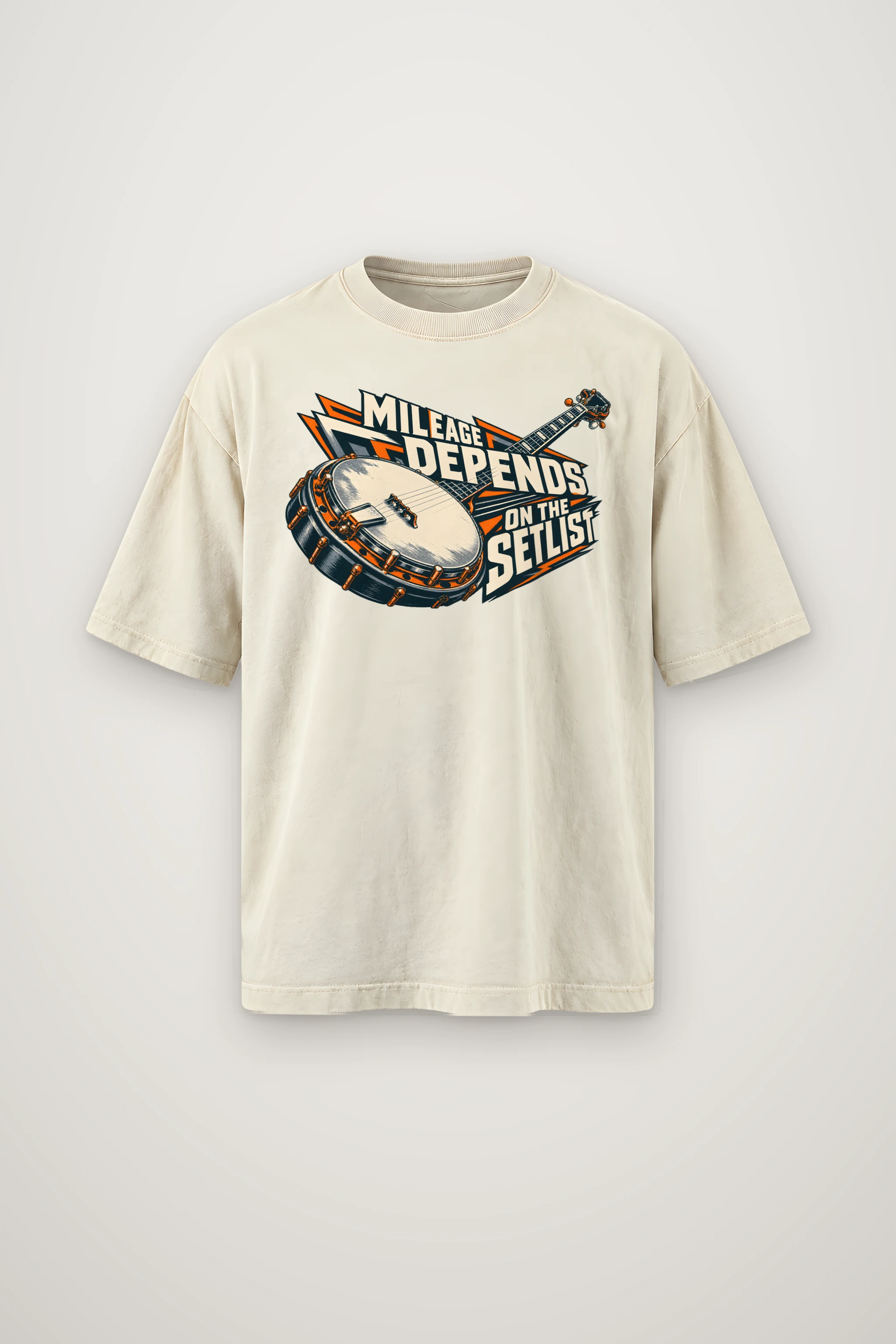 "Mileage Depends on the Setlist" Men's Oversized Heavyweight Crewneck T-Shirt