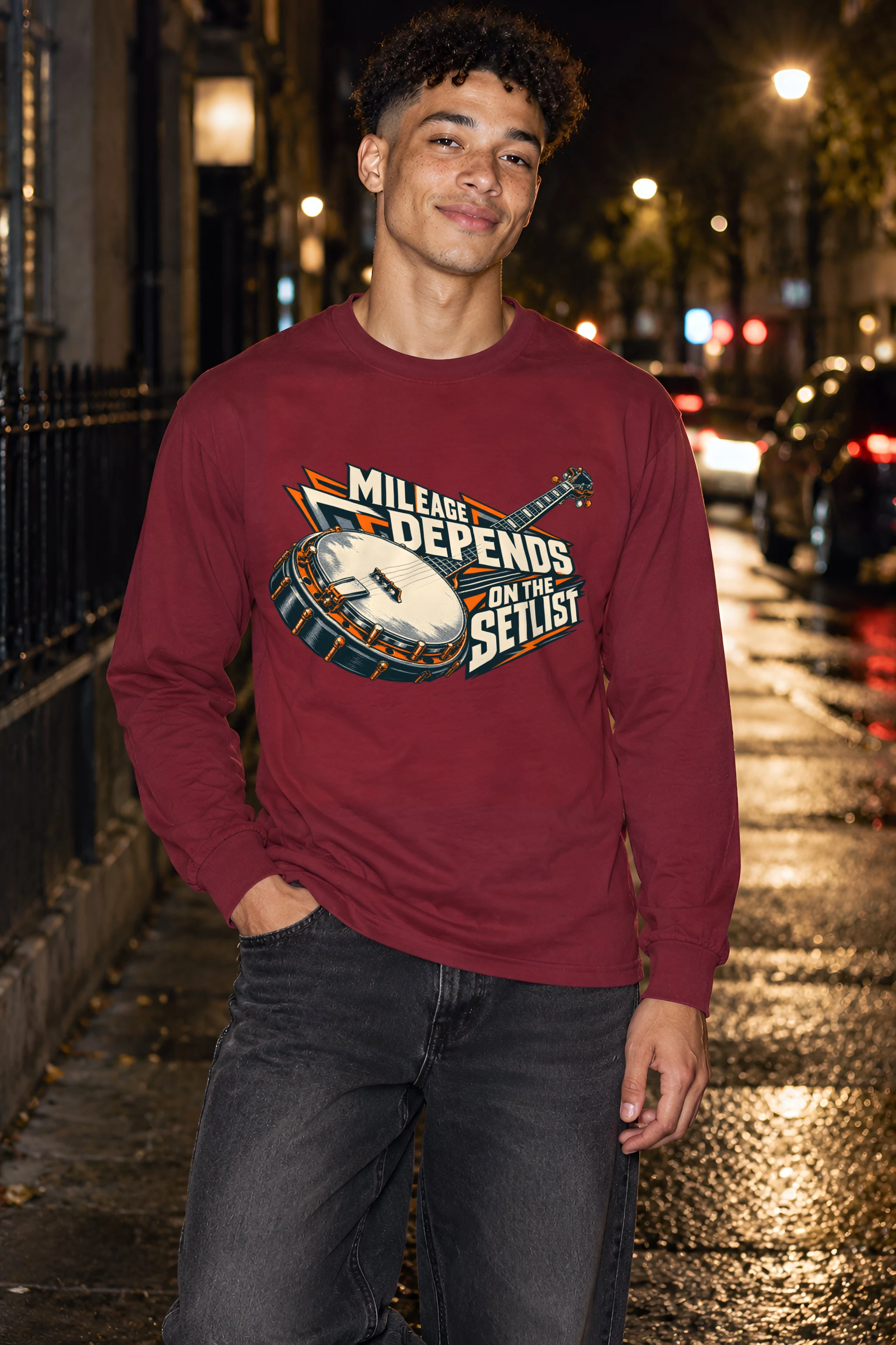 "Mileage Depends on the Setlist" Unisex Longsleeve T-shirt