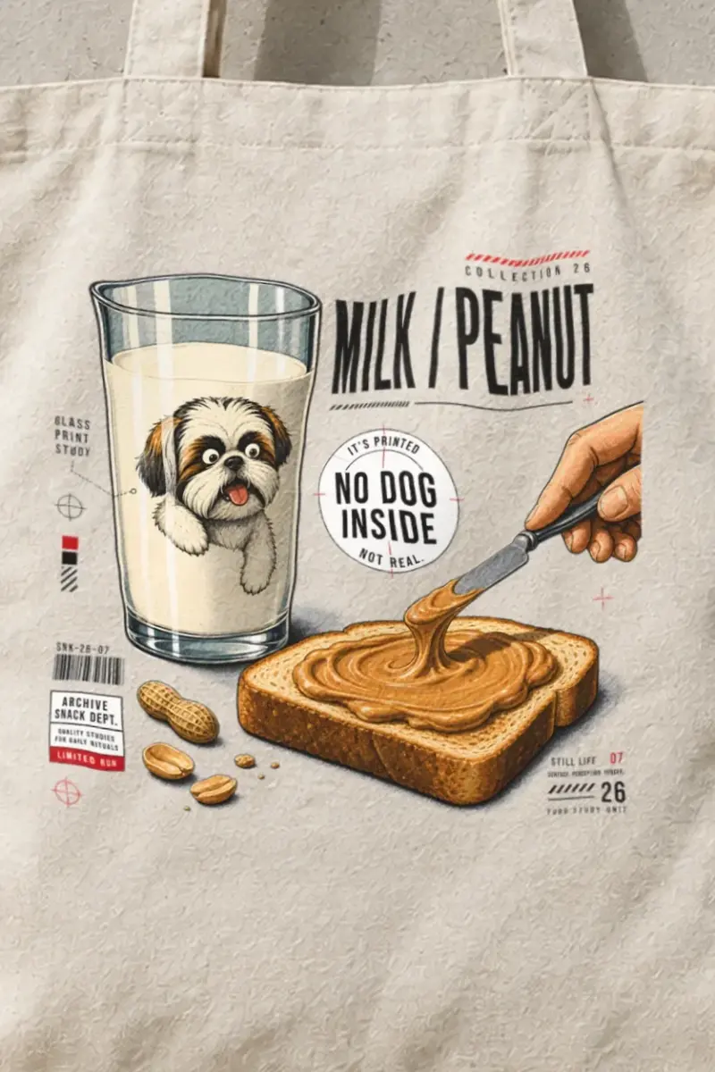 "Milk Peanut Study" Classic Cotton Tote Bag - the graphic up close