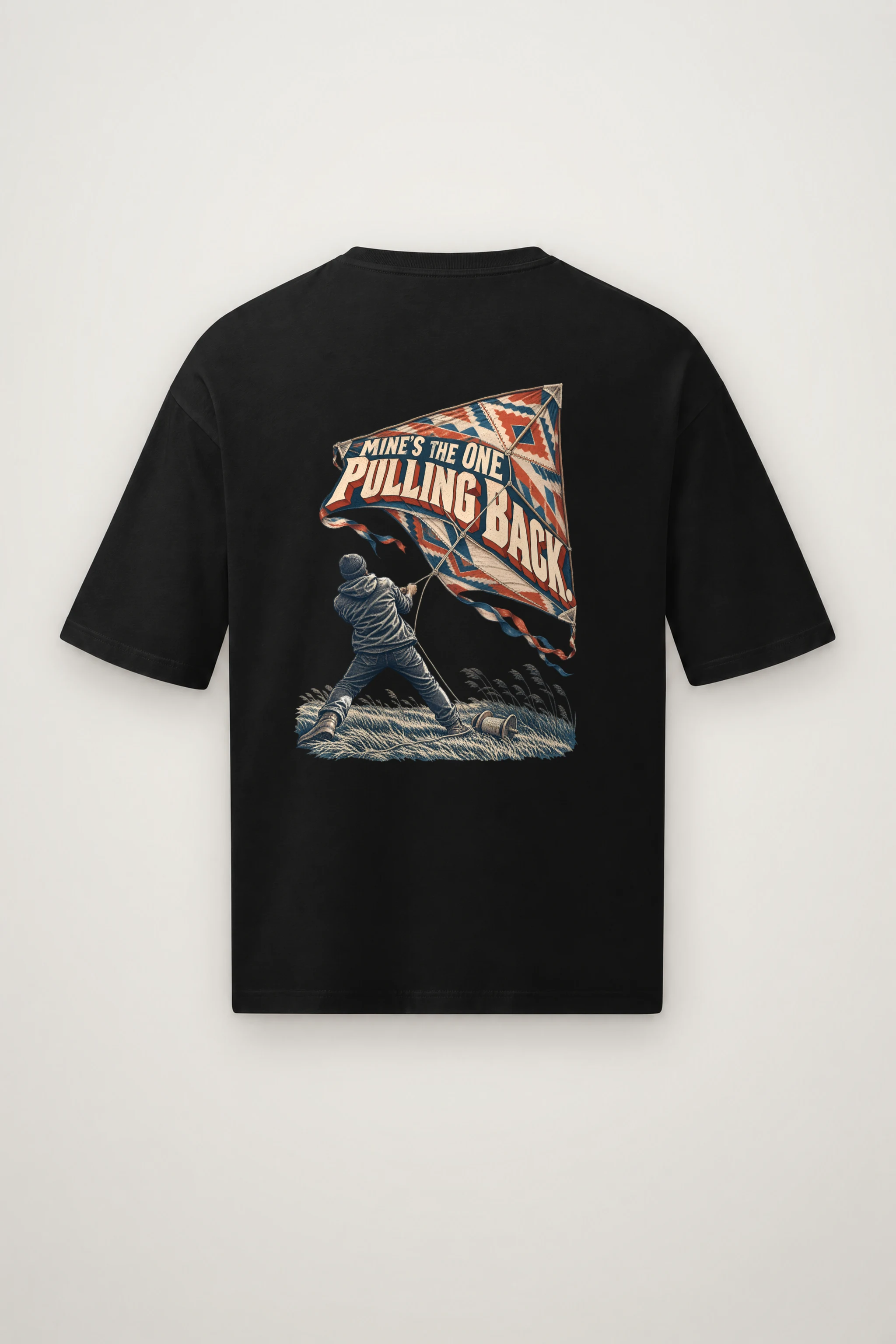 "Mine's the One Pulling Back" Men's Oversized Heavyweight Crewneck T-Shirt