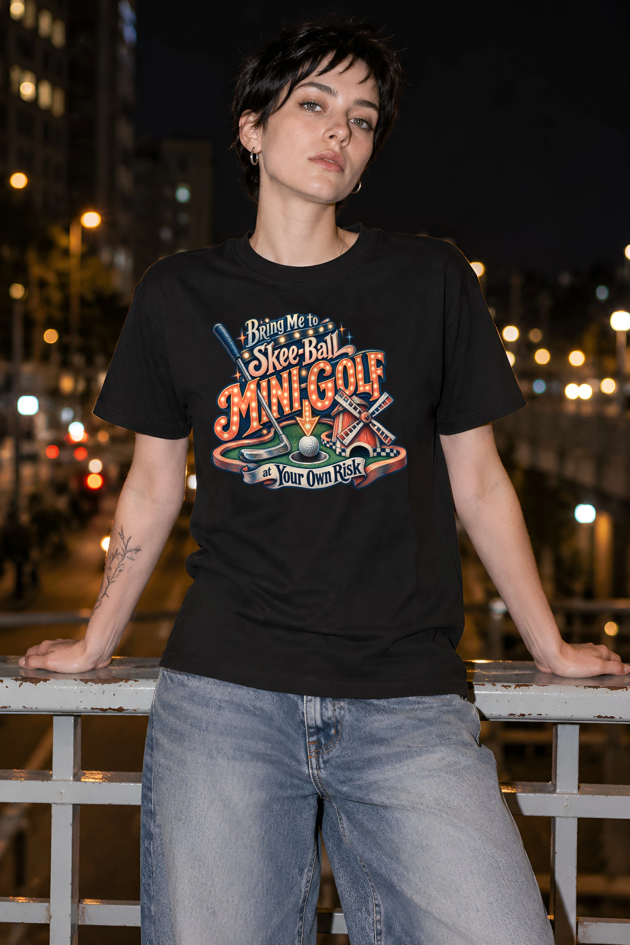 "Mini-Golf at Your Own Risk" Heavyweight Unisex Crewneck T-shirt