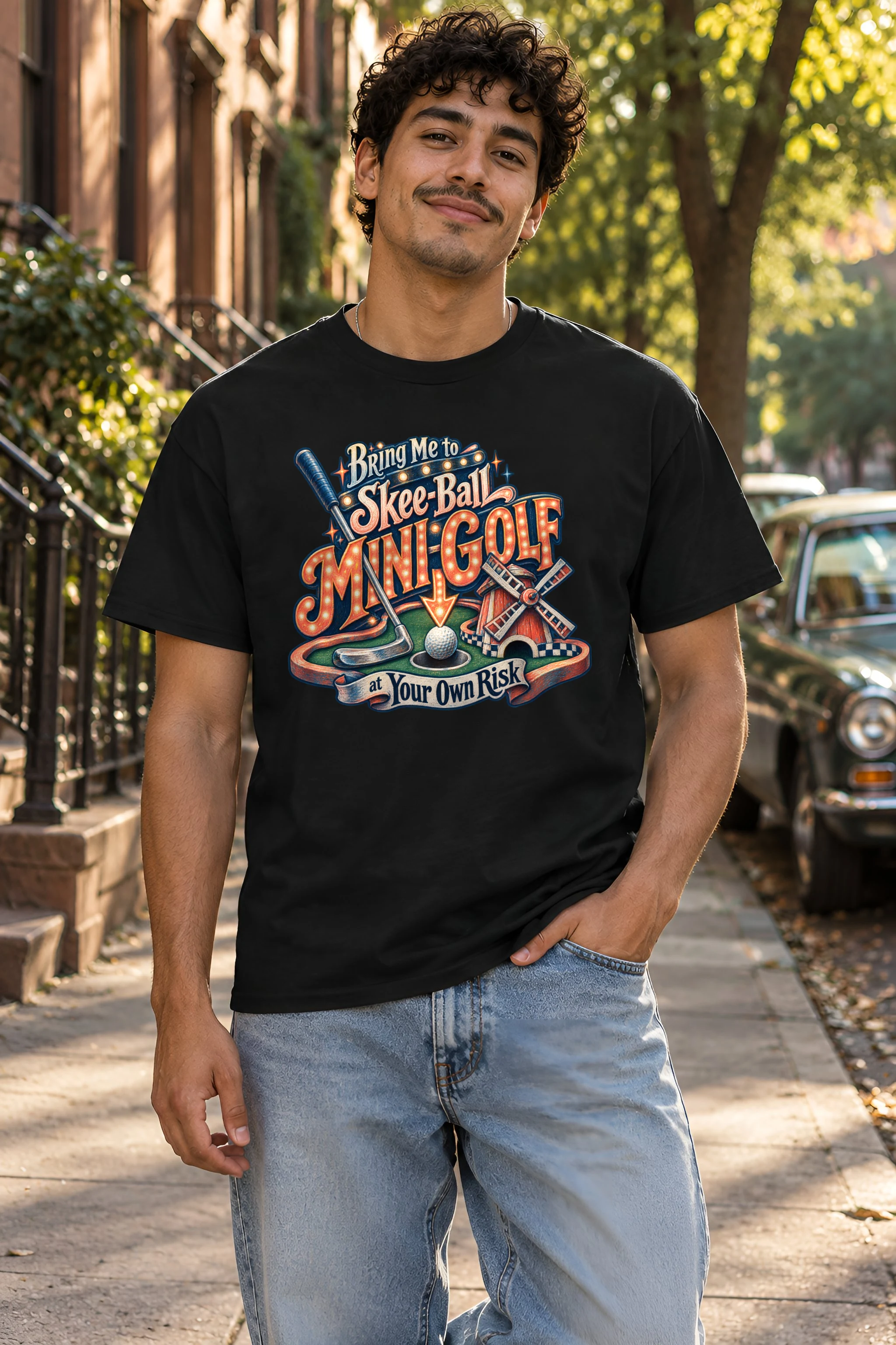 "Mini-Golf at Your Own Risk" Heavyweight Unisex Crewneck T-shirt