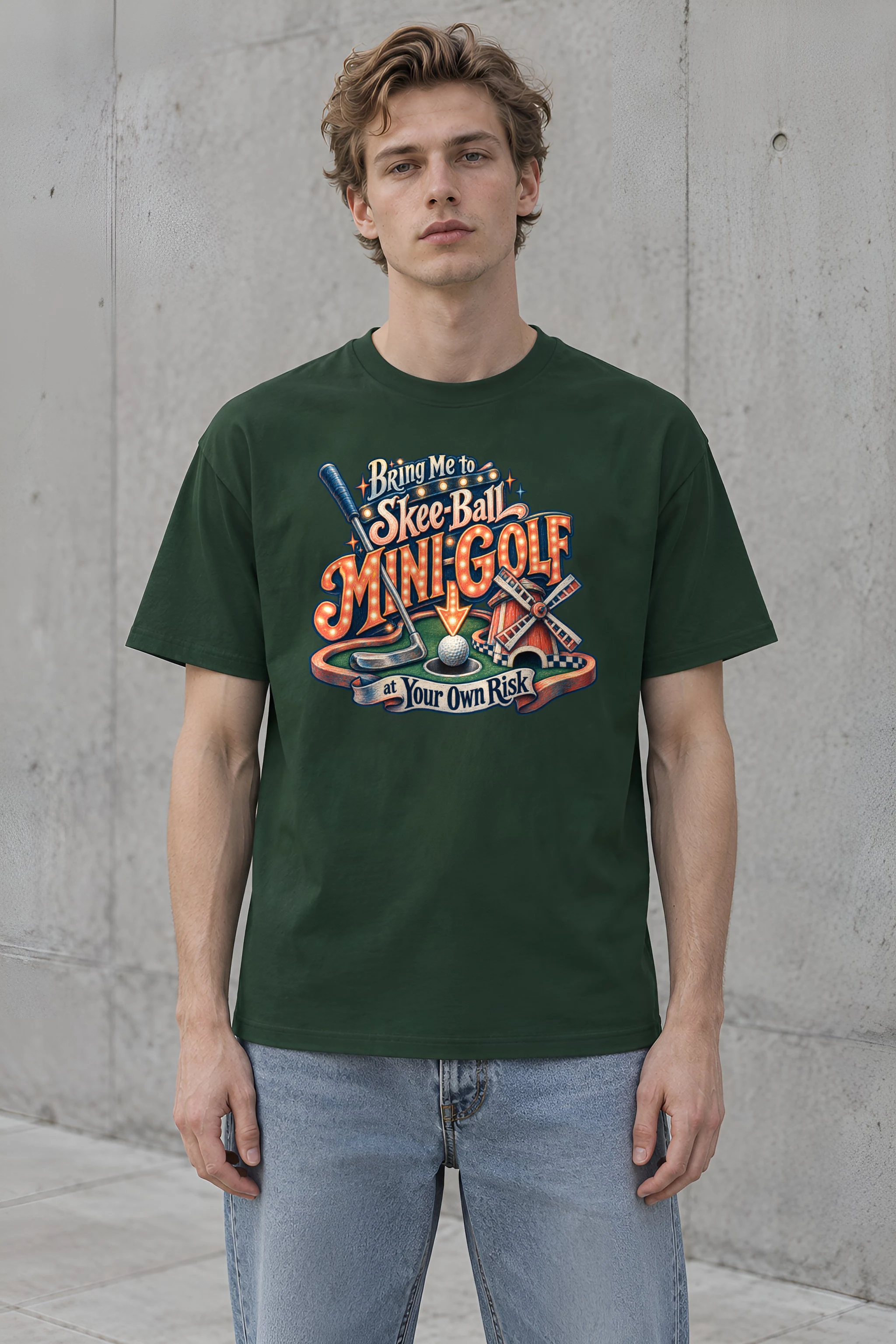 "Mini-Golf at Your Own Risk" Heavyweight Unisex Crewneck T-shirt