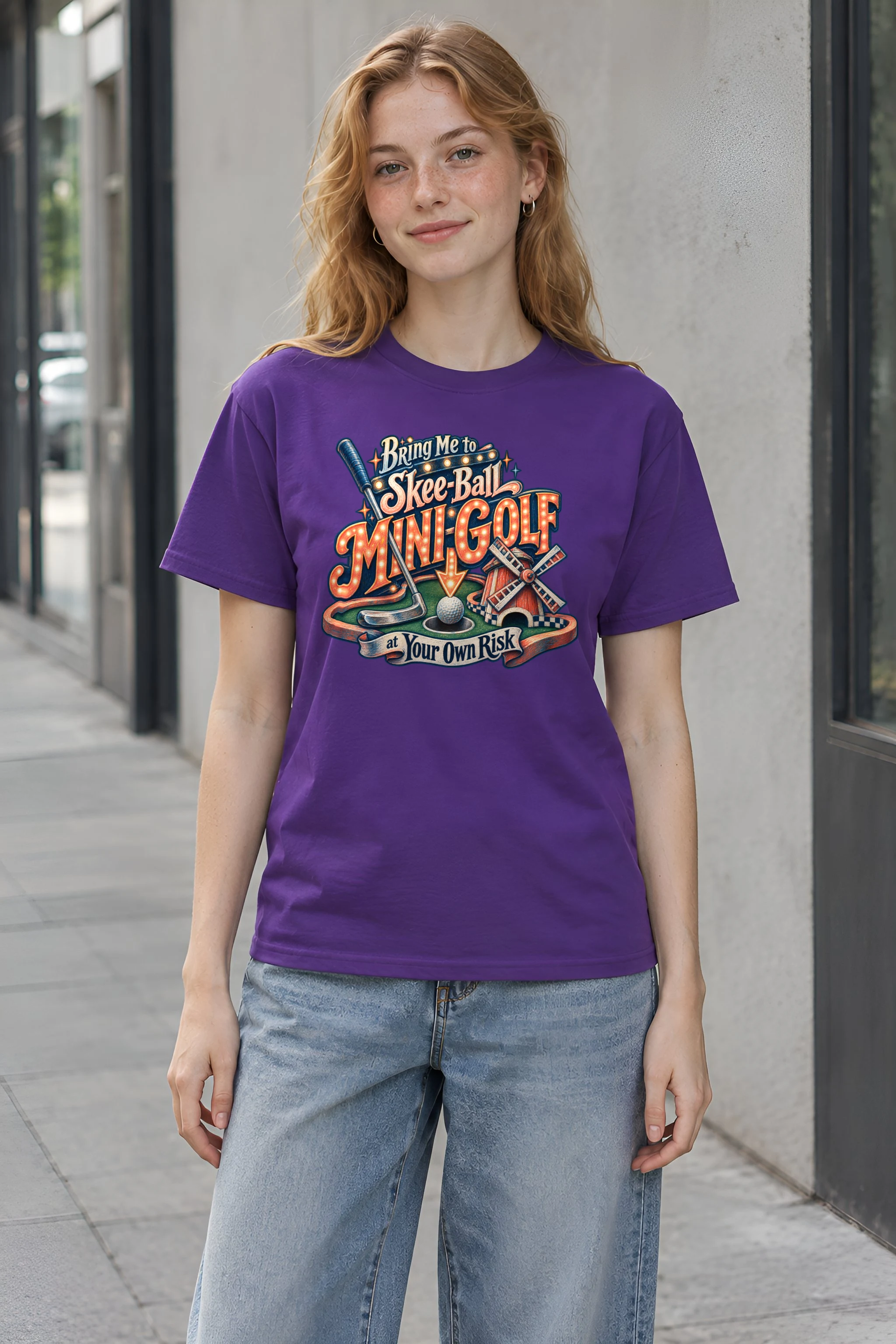 "Mini-Golf at Your Own Risk" Heavyweight Unisex Crewneck T-shirt