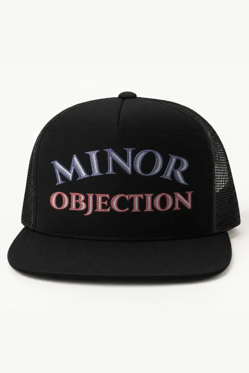 "Minor Objection" 5 Panel Trucker Cap · Embroidered
