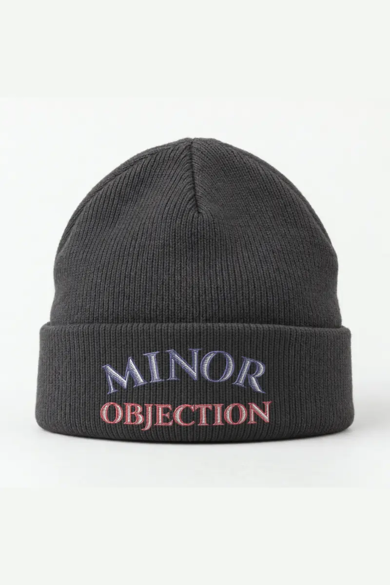 "Minor Objection" Cuffed Beanie · Embroidered