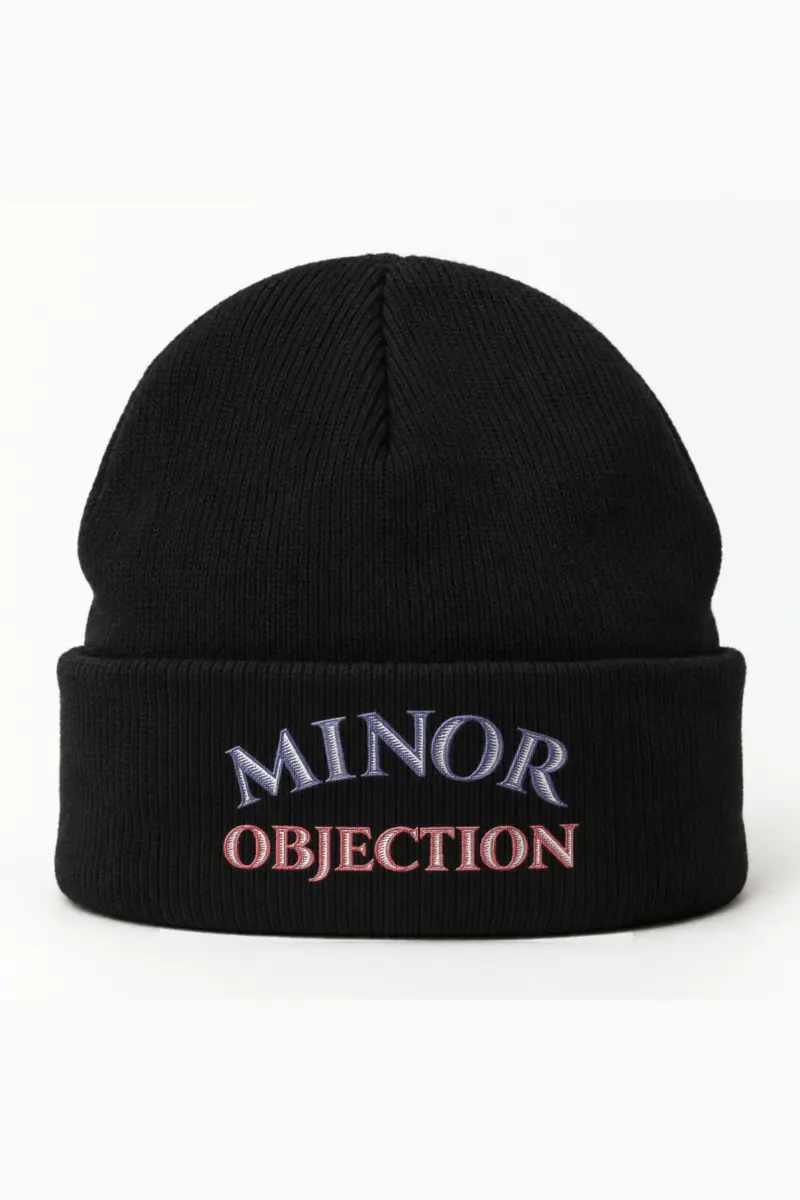 "Minor Objection" Cuffed Beanie · Embroidered