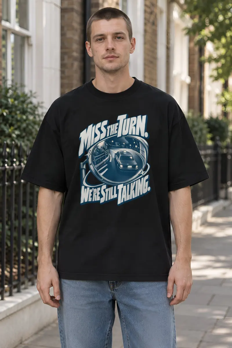 "Miss the Turn" Unisex Oversized Heavyweight Crewneck T-Shirt