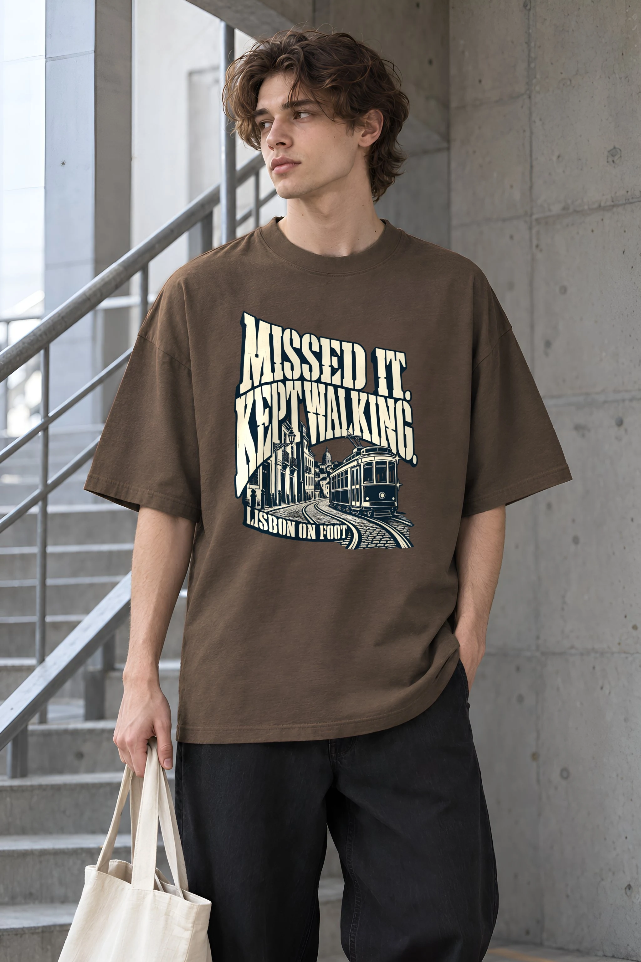 "MISSED IT. KEPT WALKING." Men's Oversized Heavyweight Crewneck T-Shirt