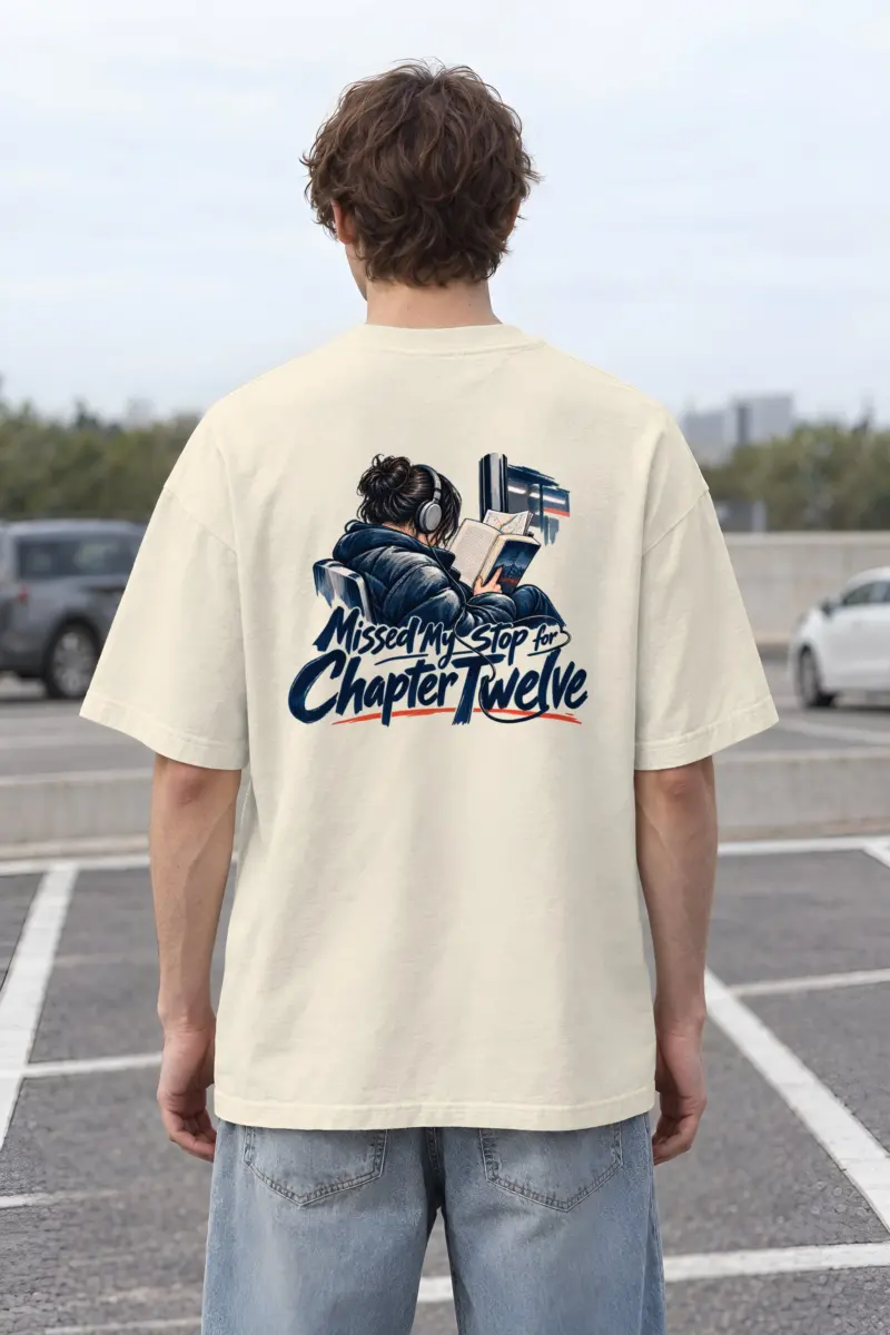 "Missed My Stop for Chapter Twelve" Unisex Oversized Heavyweight Crewneck T-Shirt