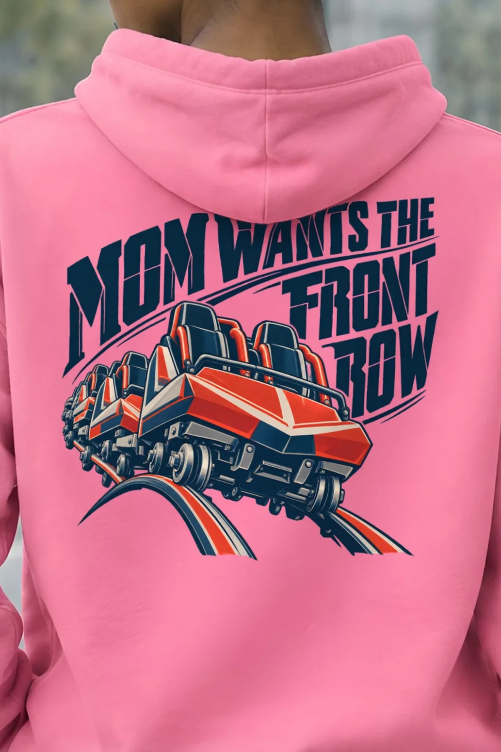 "Mom Wants the Front Row" Heavy Blend Unisex Pullover Hoodie - the graphic up close