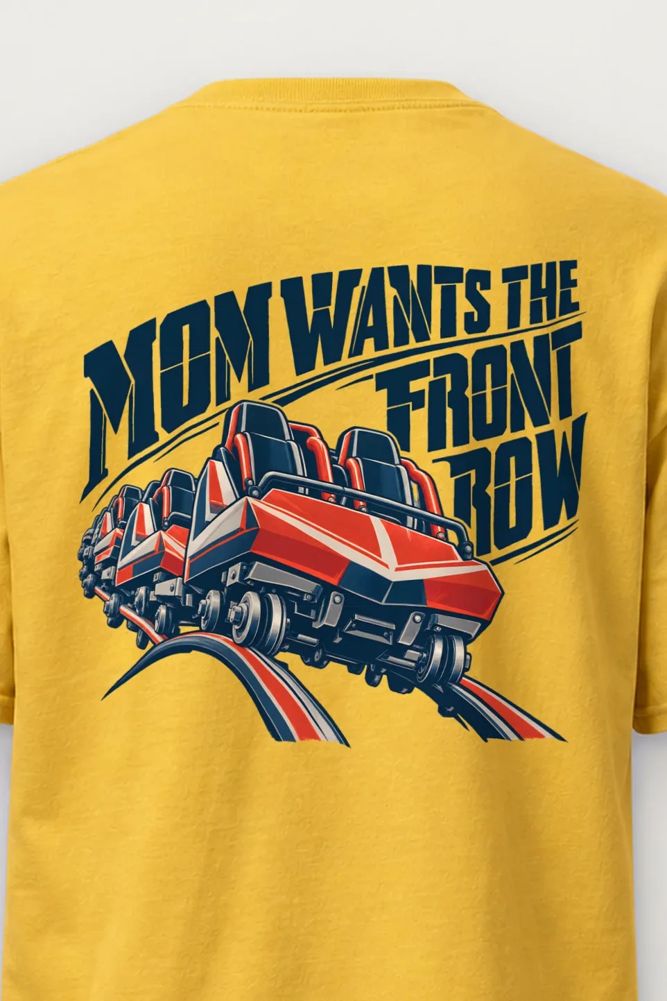 "Mom Wants the Front Row" Heavyweight Unisex Crewneck T-shirt - the graphic up close