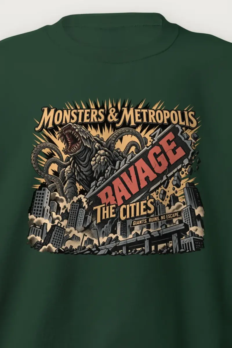 "Monsters & Metropolis" Heavy Blend Unisex Crewneck Sweatshirt