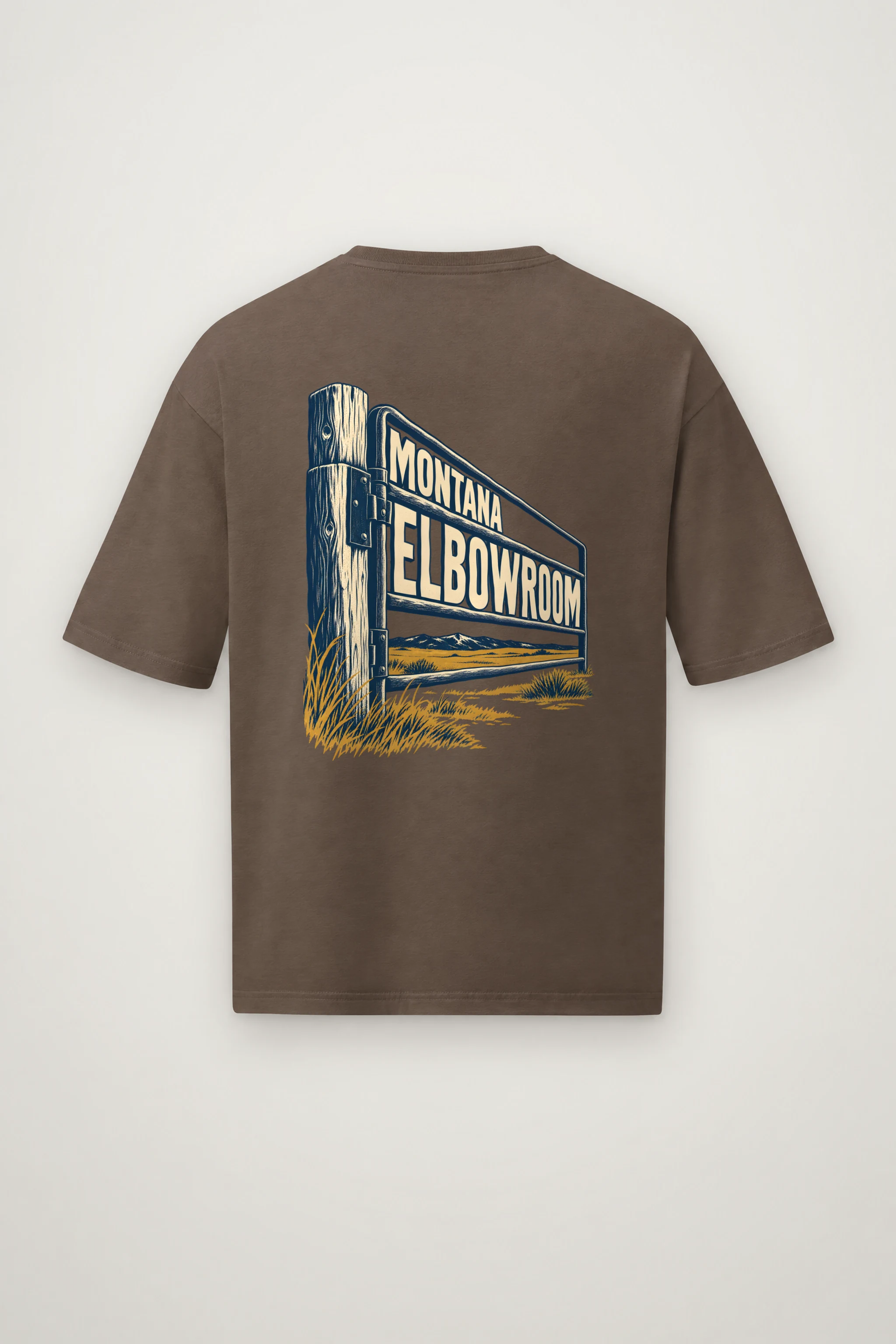 "Montana Elbowroom Ranch Gate" Men's Oversized Heavyweight Crewneck T-Shirt