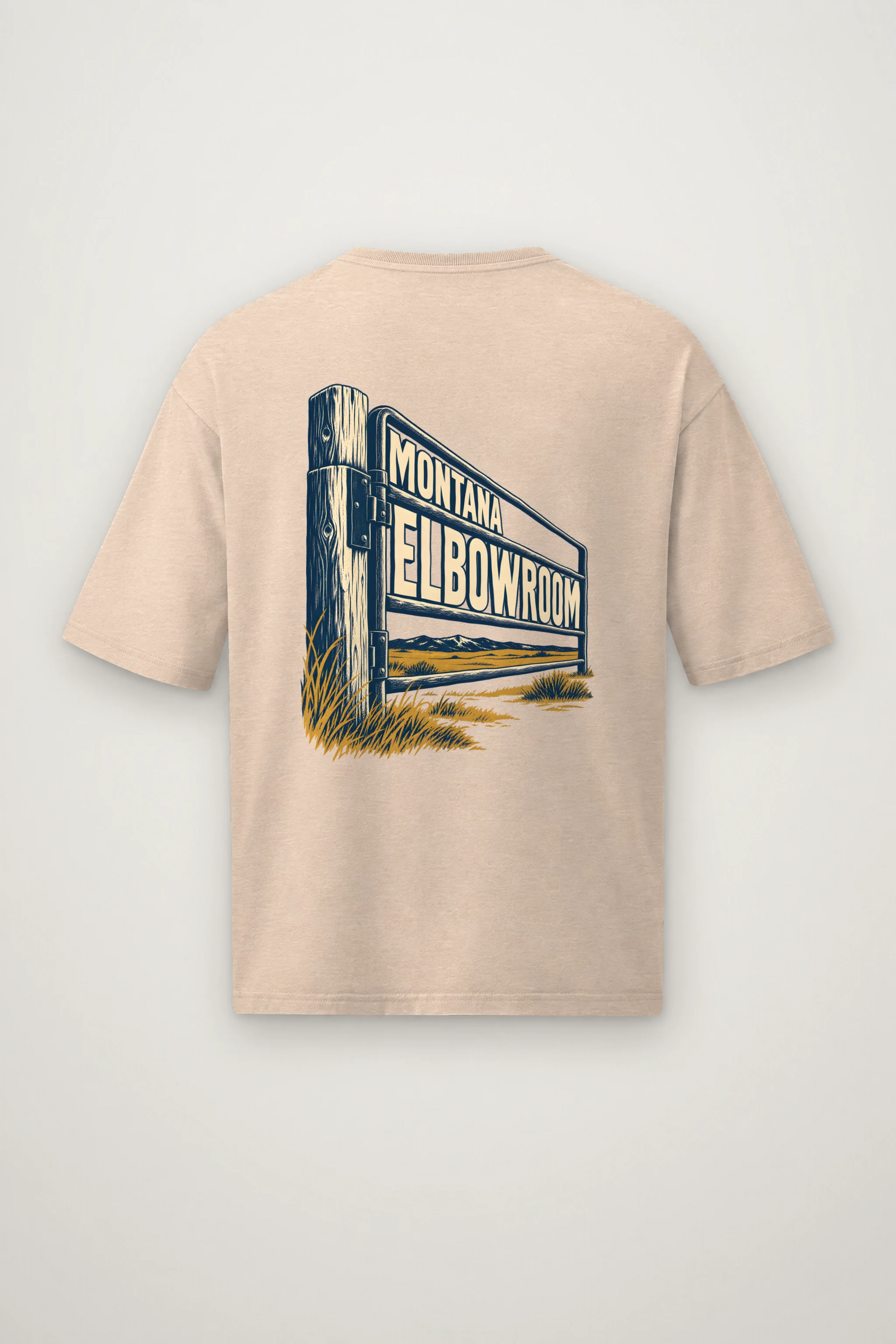 "Montana Elbowroom Ranch Gate" Men's Oversized Heavyweight Crewneck T-Shirt