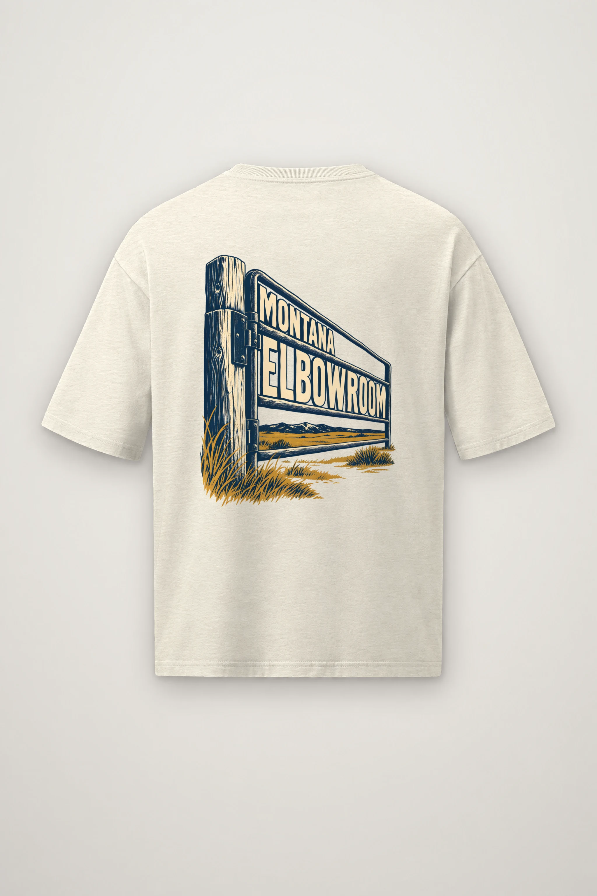 "Montana Elbowroom Ranch Gate" Men's Oversized Heavyweight Crewneck T-Shirt