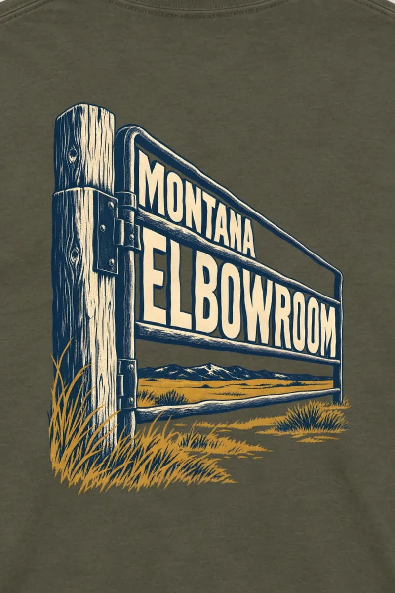 "Montana Elbowroom" Unisex Longsleeve T-shirt - the graphic up close