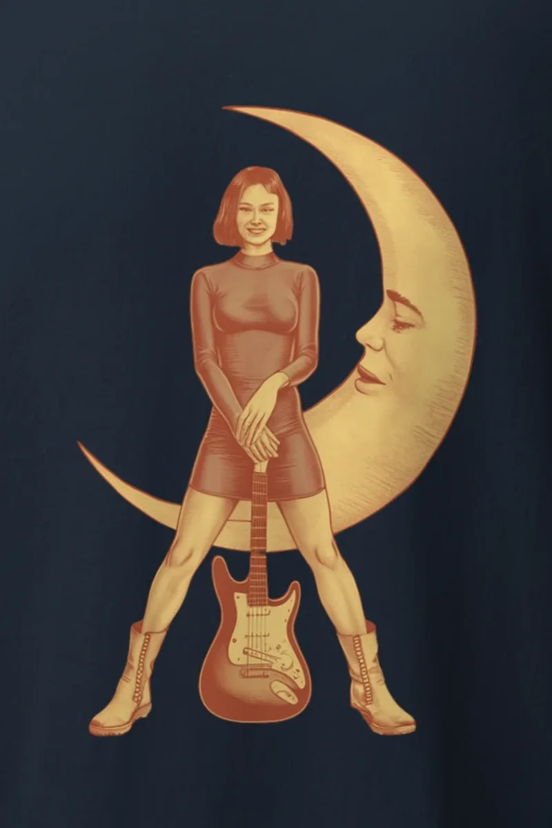 "Moon Guitar Muse" Heavyweight Unisex Crewneck T-shirt