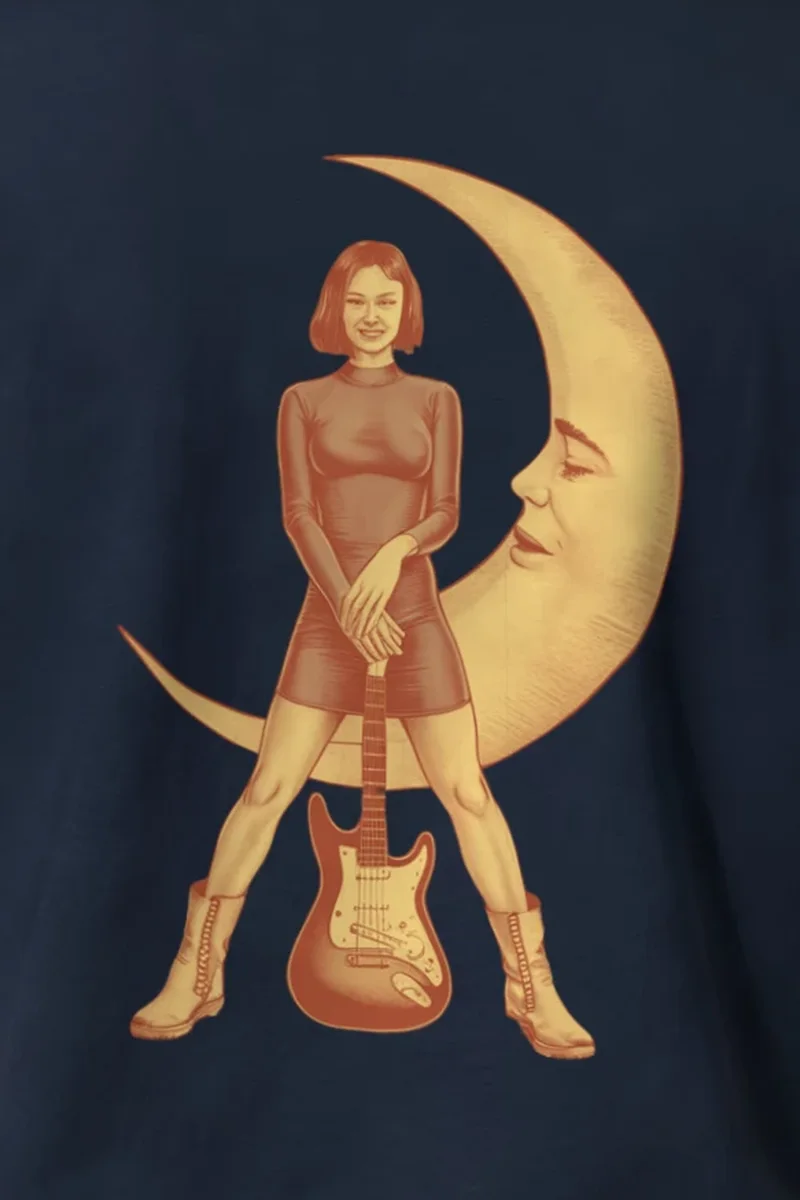 "Moon Guitar Muse" Heavyweight Unisex Crewneck T-shirt