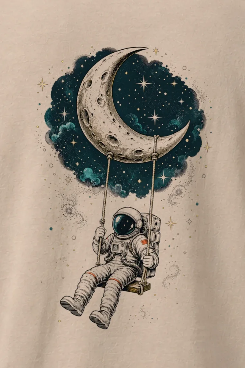 "Moon Swing" Heavyweight Unisex Crewneck T-shirt
