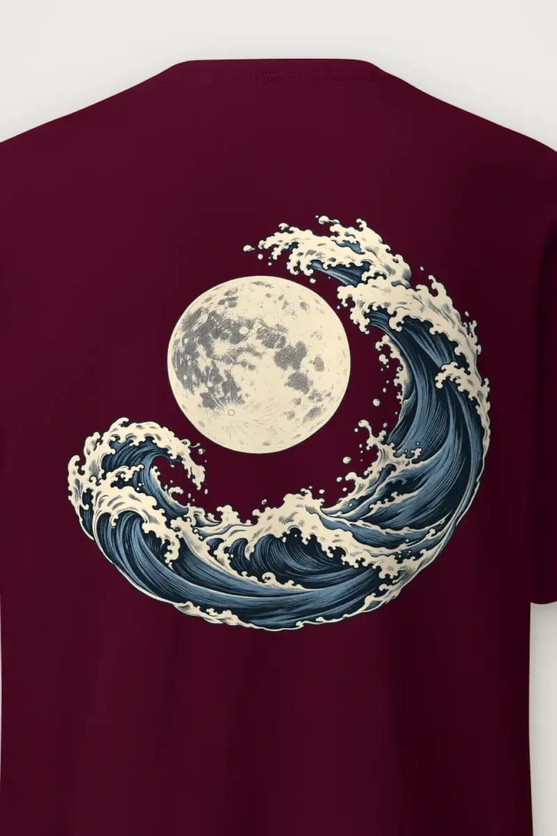 "Moonlit Crescent Wave" Heavyweight Unisex Crewneck T-shirt