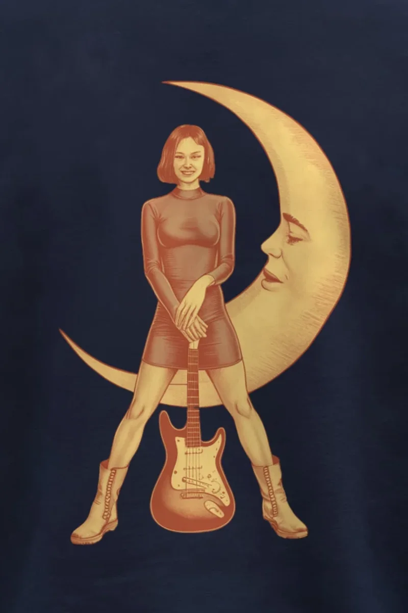 "Moonlit Guitar Muse" 1 Crewneck Sweatshirt - the graphic up close